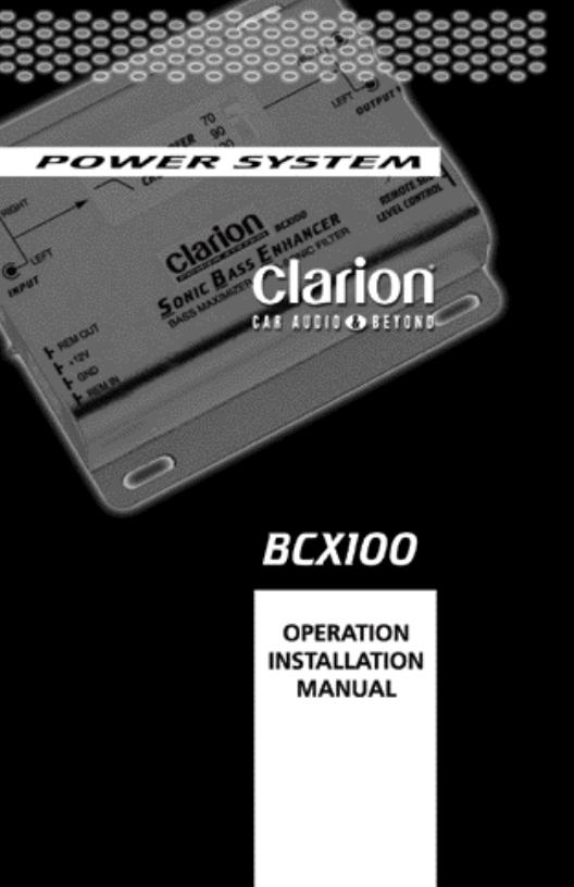 CLARION BCX100 User Manual