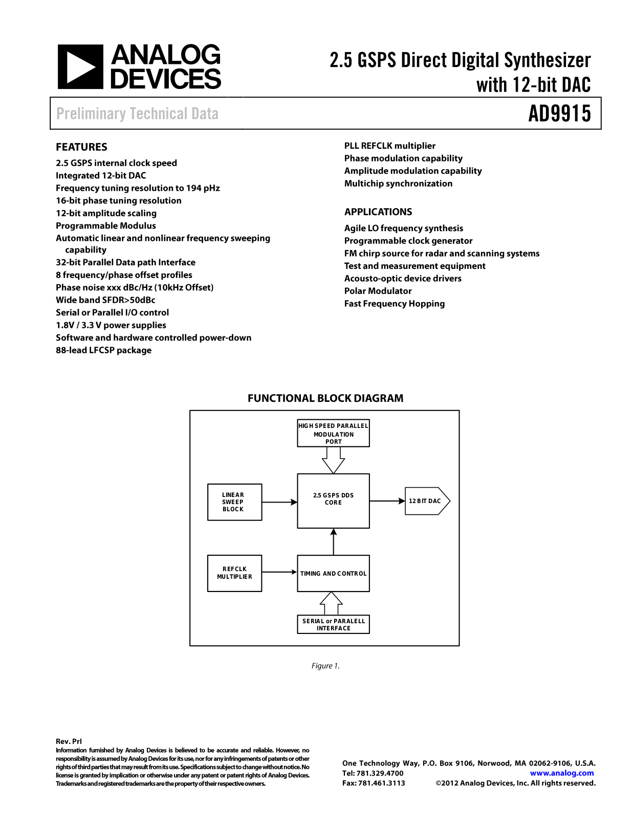 ANALOG DEVICES AD9915 Service Manual