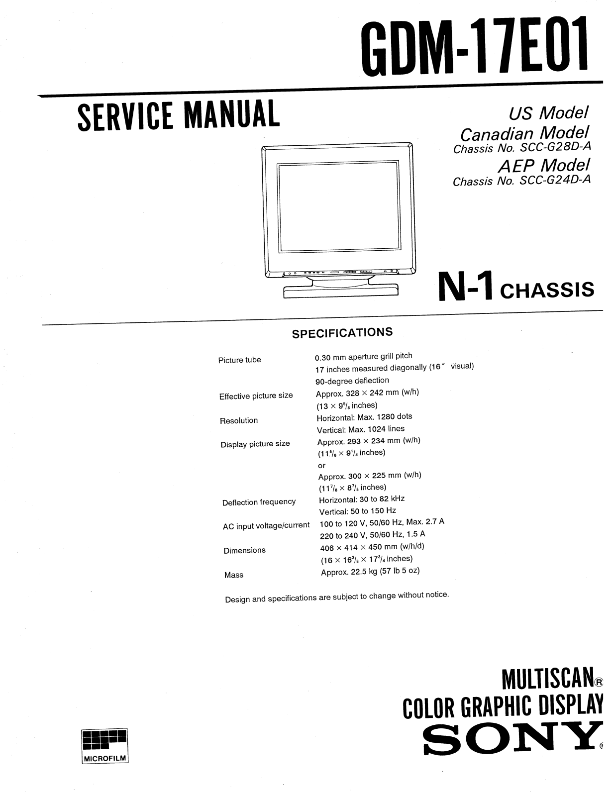 Sony GDM17E01 Service Manual