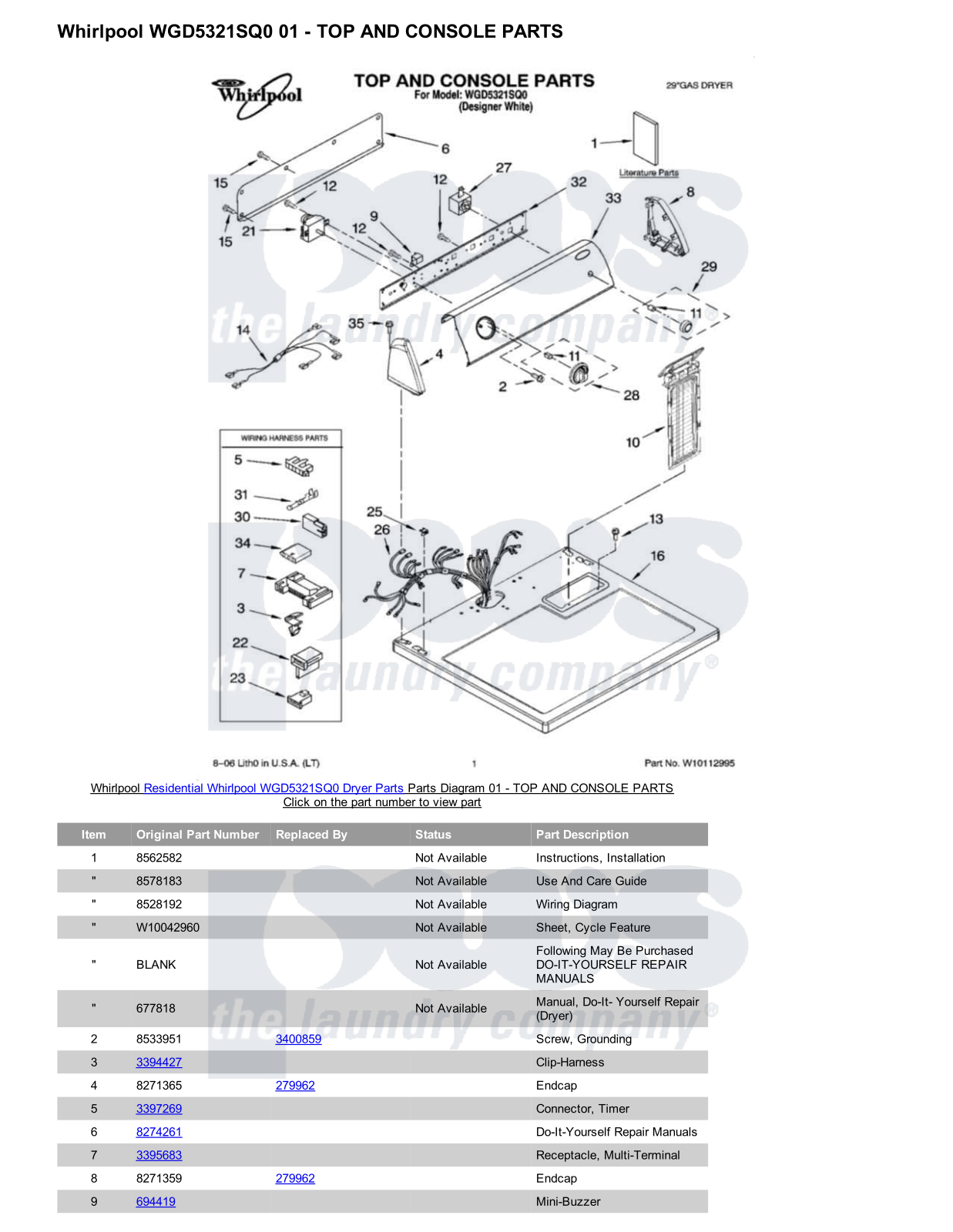 Whirlpool WGD5321SQ0 Parts Diagram