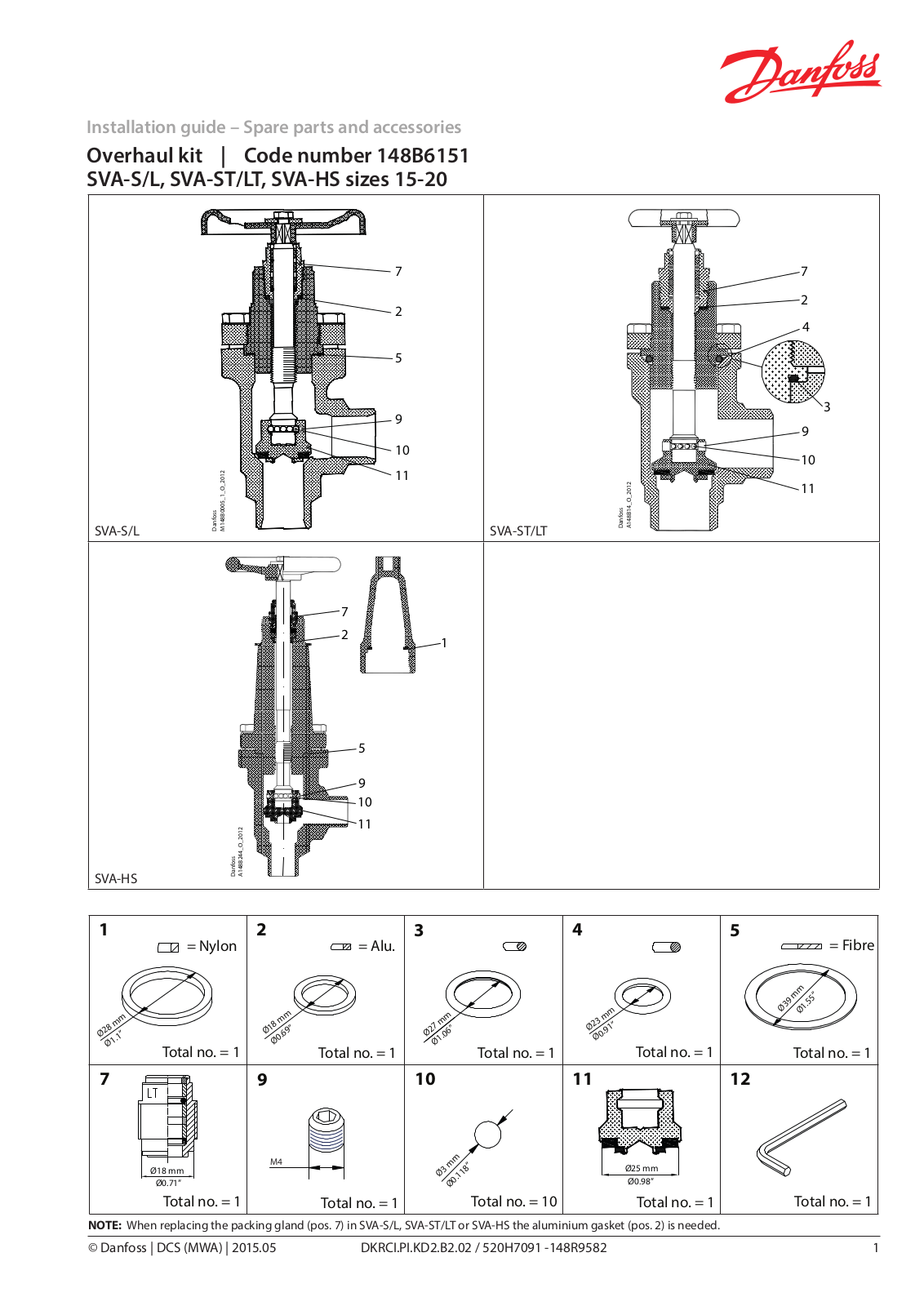 Danfoss SVA-S 15-20, SVA-L 15-20, SVA-ST 15-20, SVA-LT 15-20, SVA-HS 15-20 Installation guide