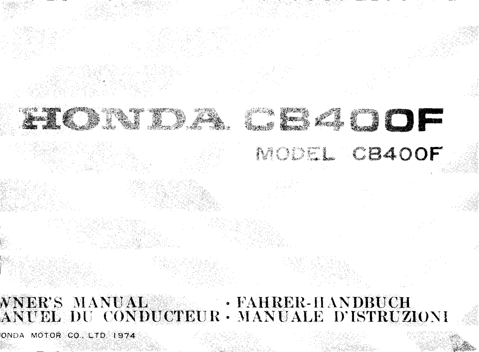 Honda CB400F 1974 Owner's Manual