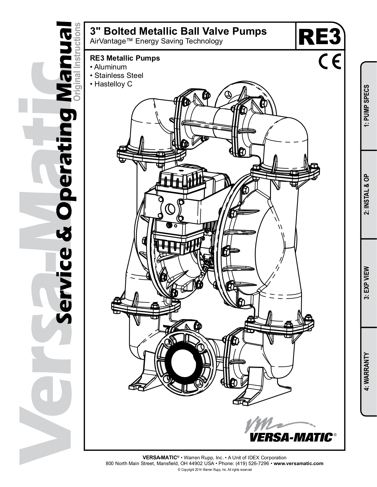 Versa-Matic 3 Bolted Metallic Ball Valve Pumps User Manual