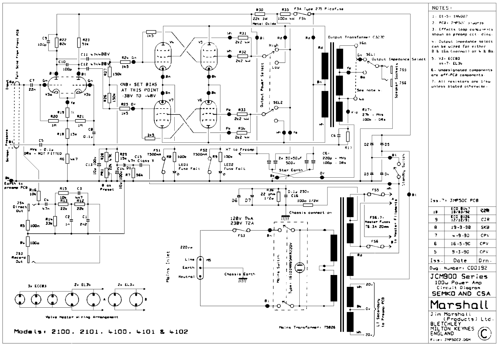 Marshall 4101-100W Schematic