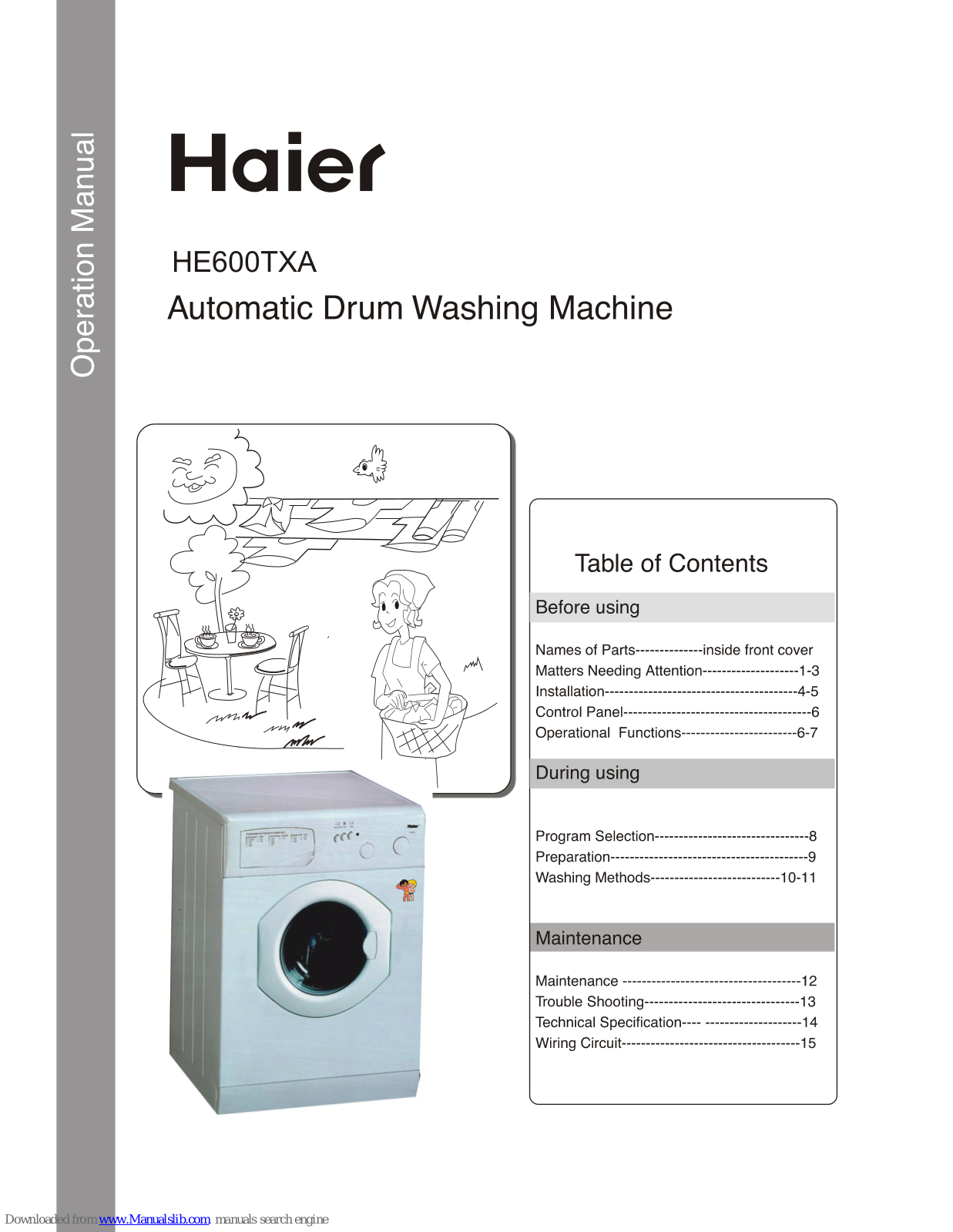 Haier HE805TX, HE600TXA Operation Manual