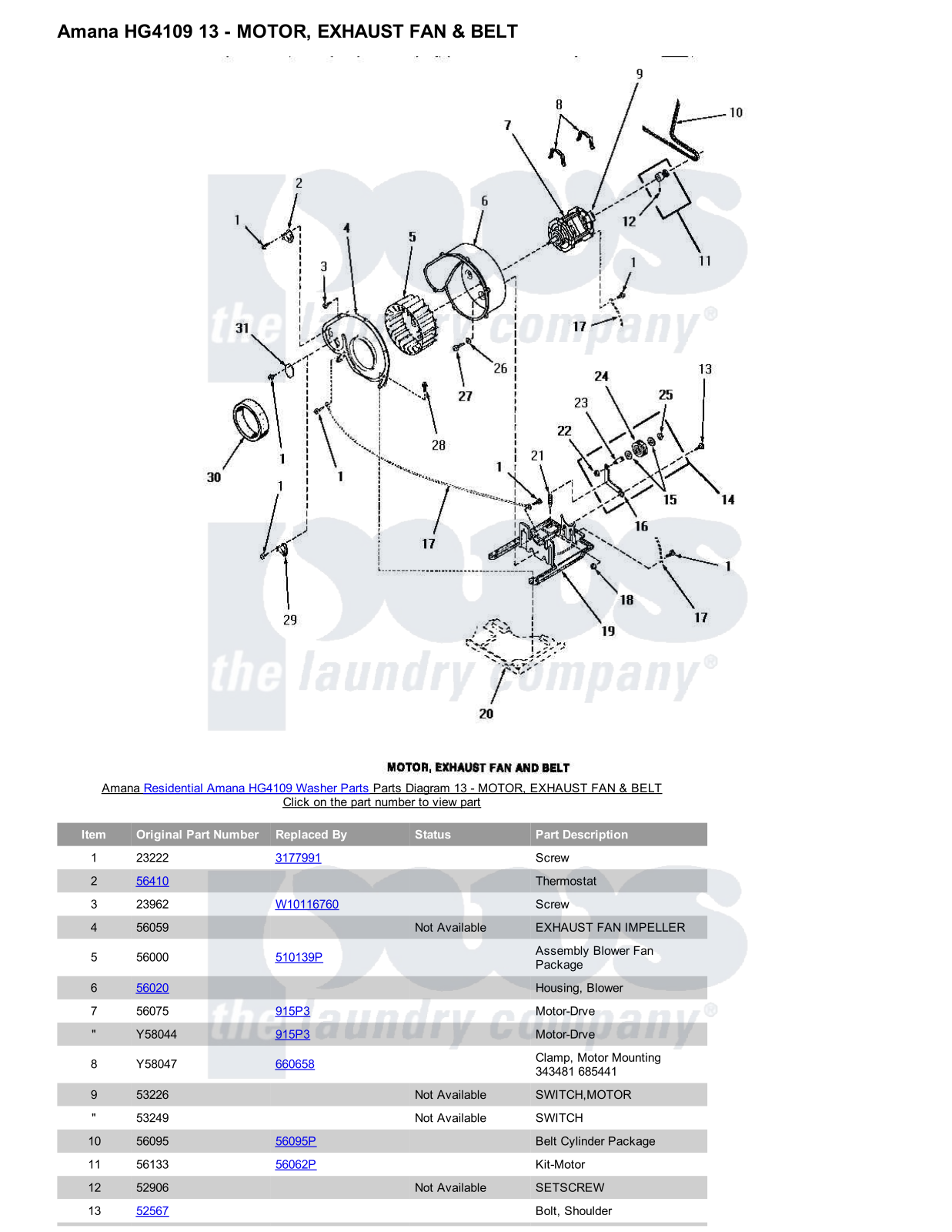 Amana HG4109 Parts Diagram