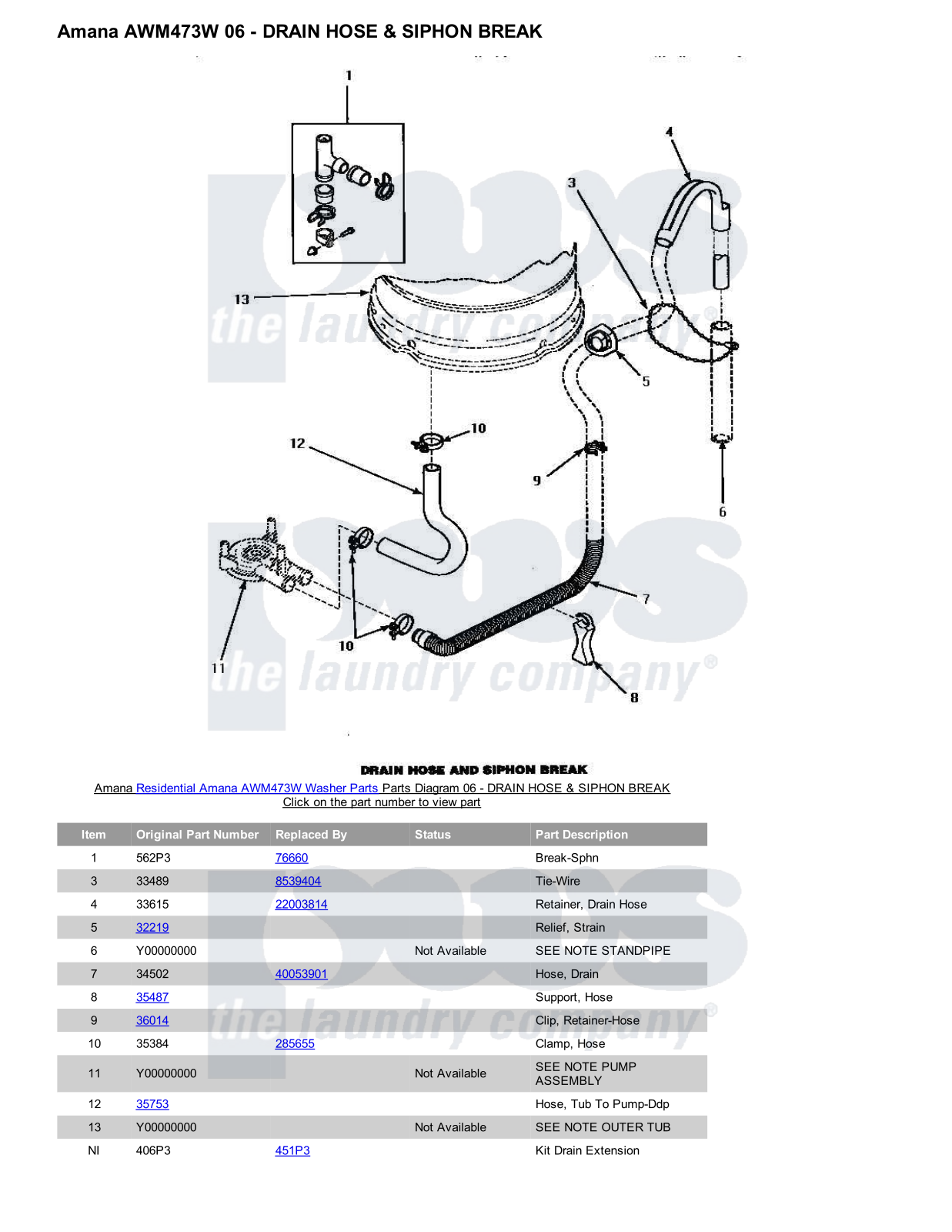 Amana AWM473W Parts Diagram