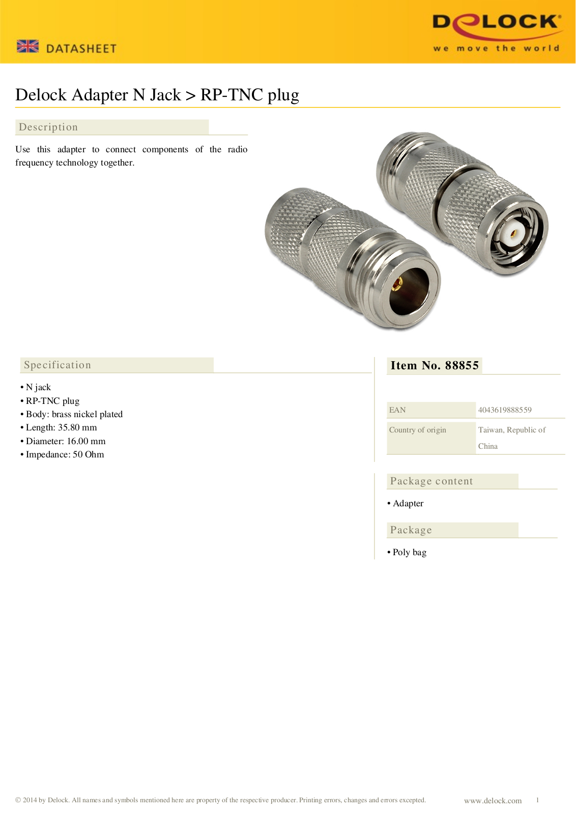 DELOCK 88855 Datasheet - ManualMachine.com