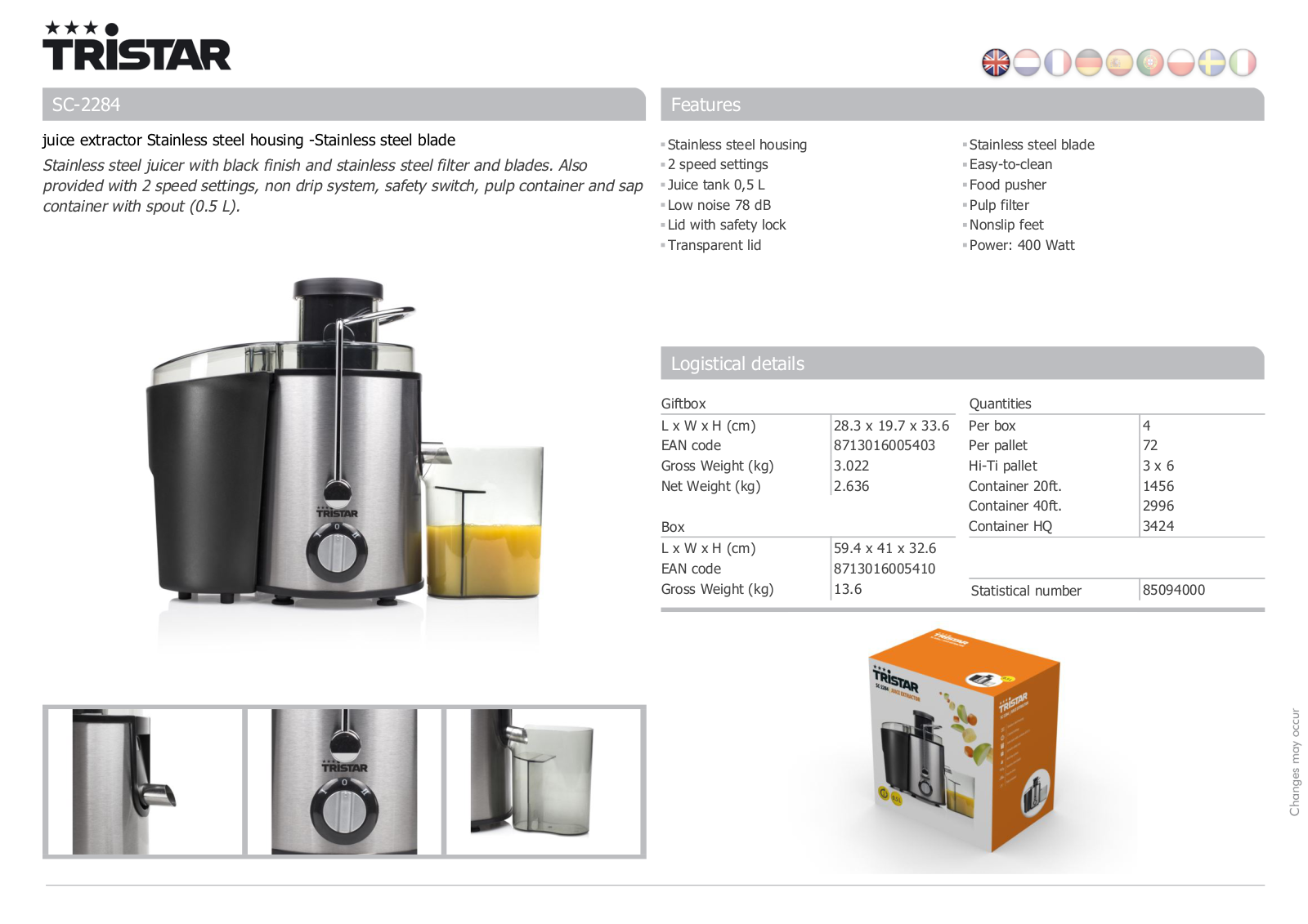 Tristar SC-2284 User Manual