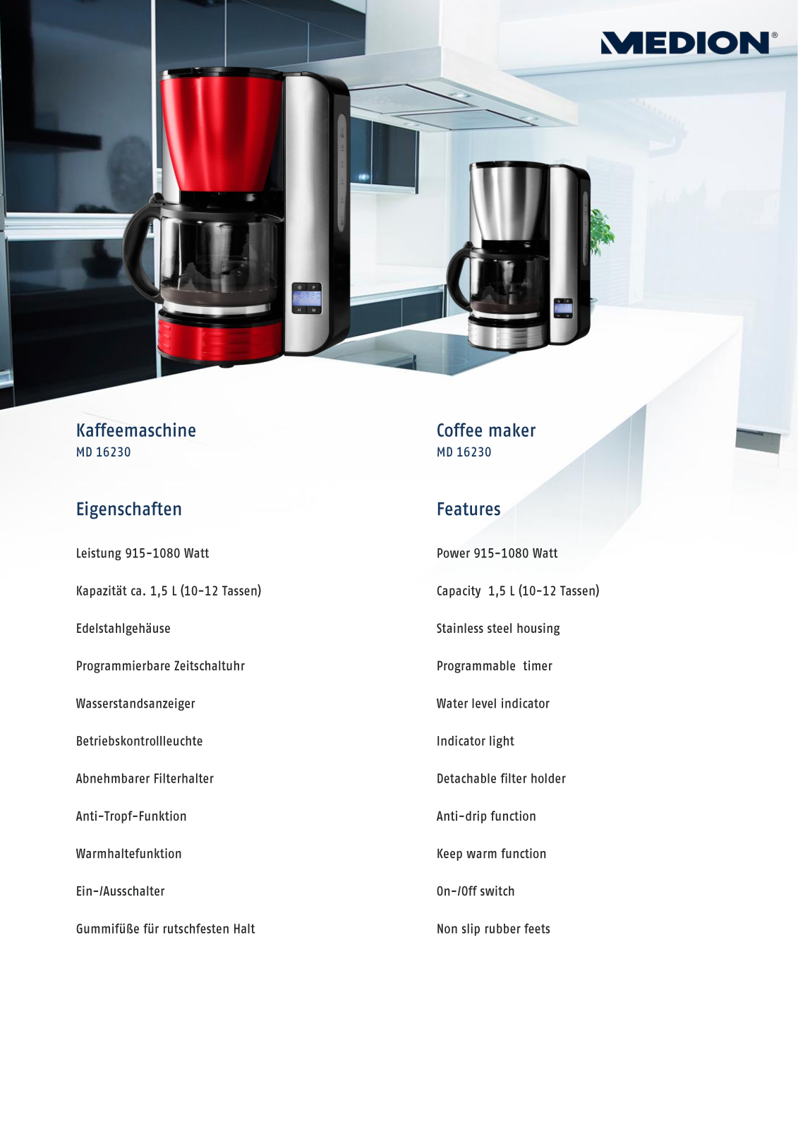 Medion MD 16230 Technical data