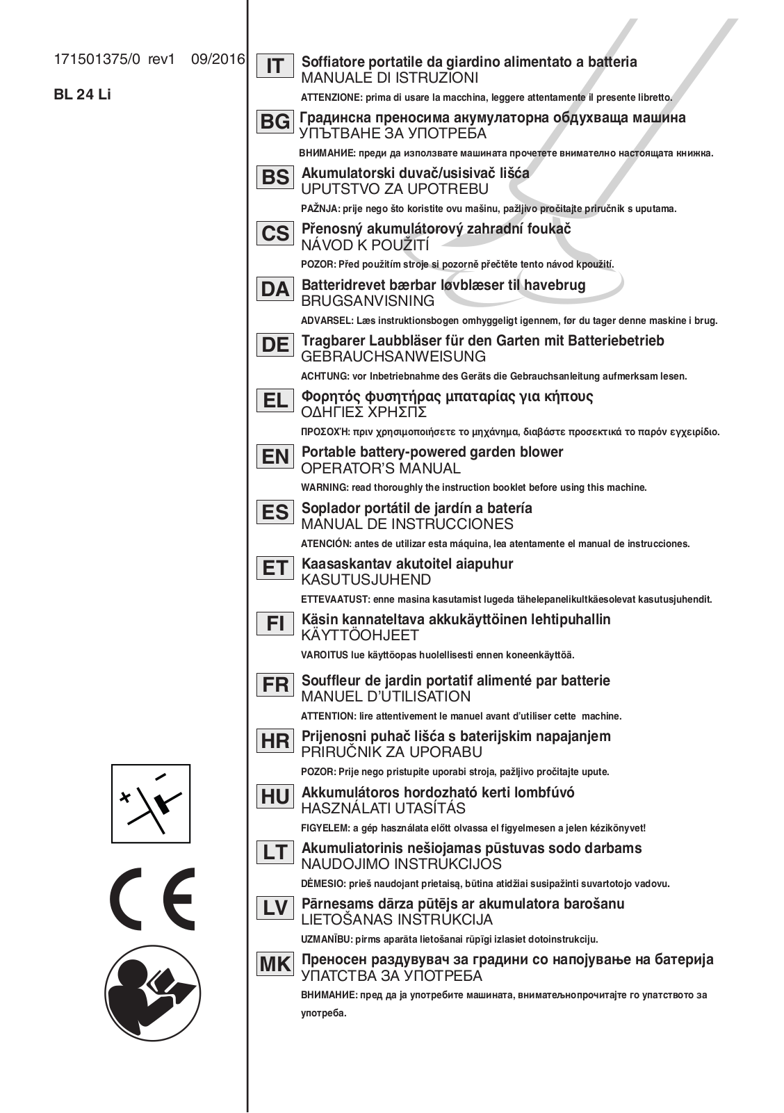 cgp italy BL 24 Li Service Manual