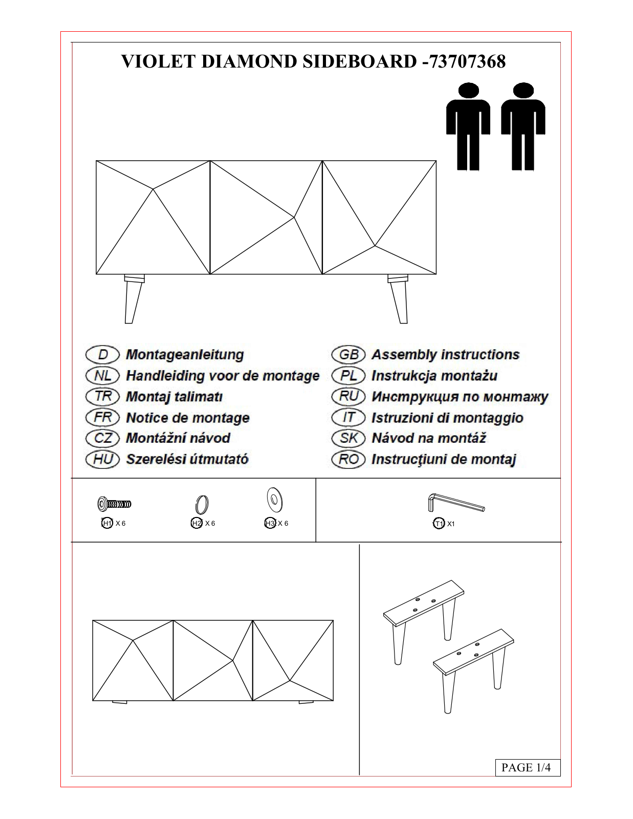 Home affaire Violet Diamond Assembly instructions