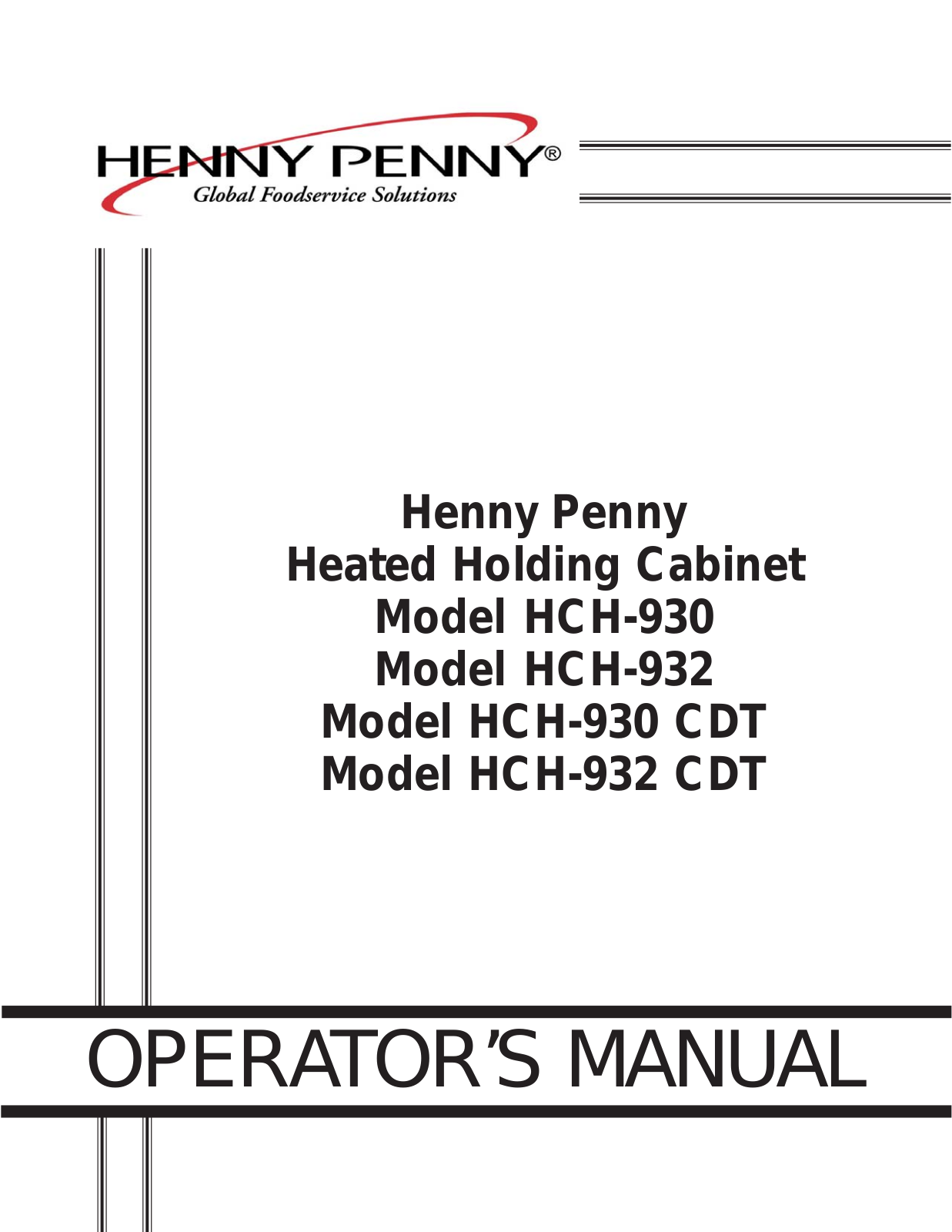 Henny Penny HCH-930 CDT Installation Manual