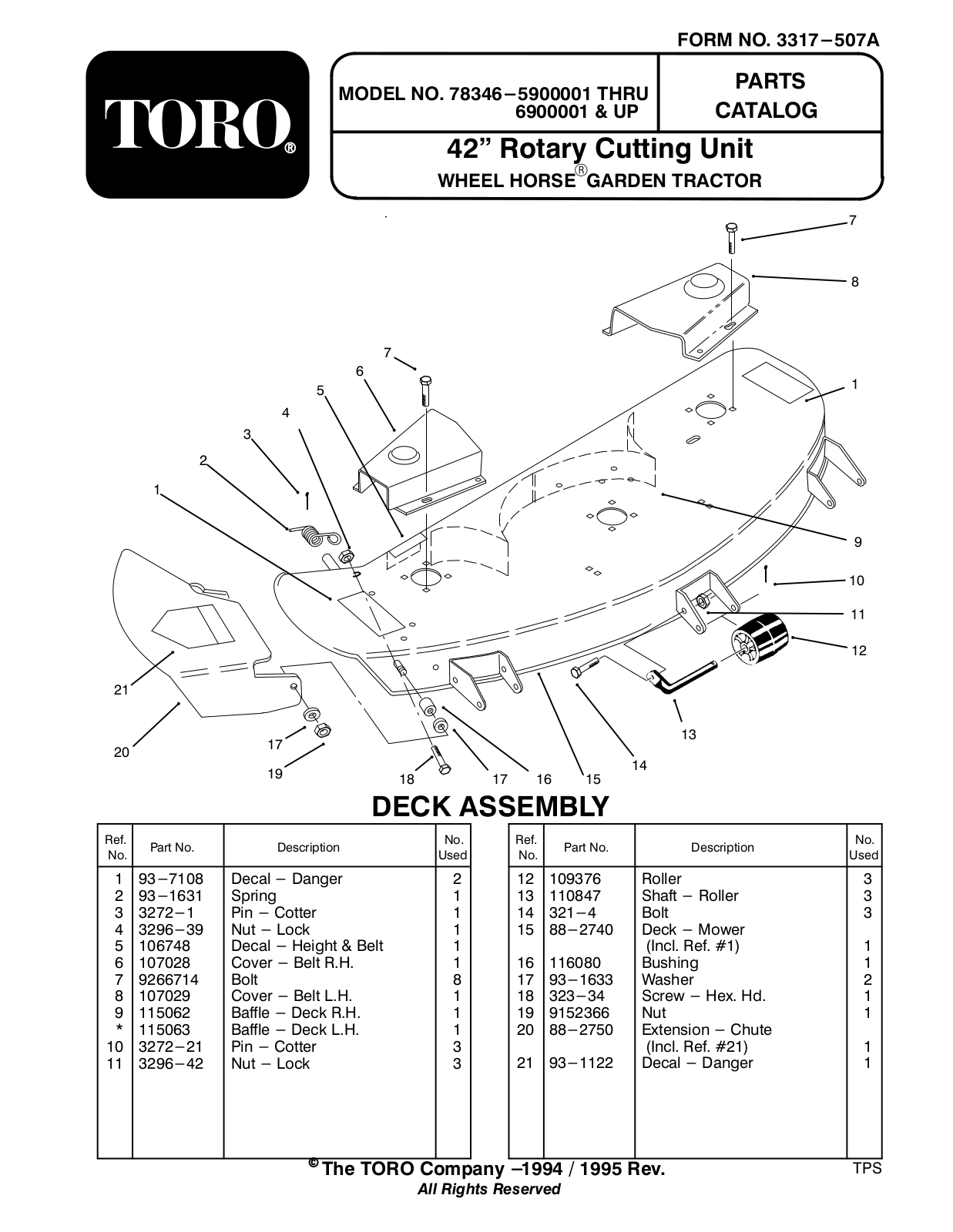 Toro 78346 Parts Catalogue