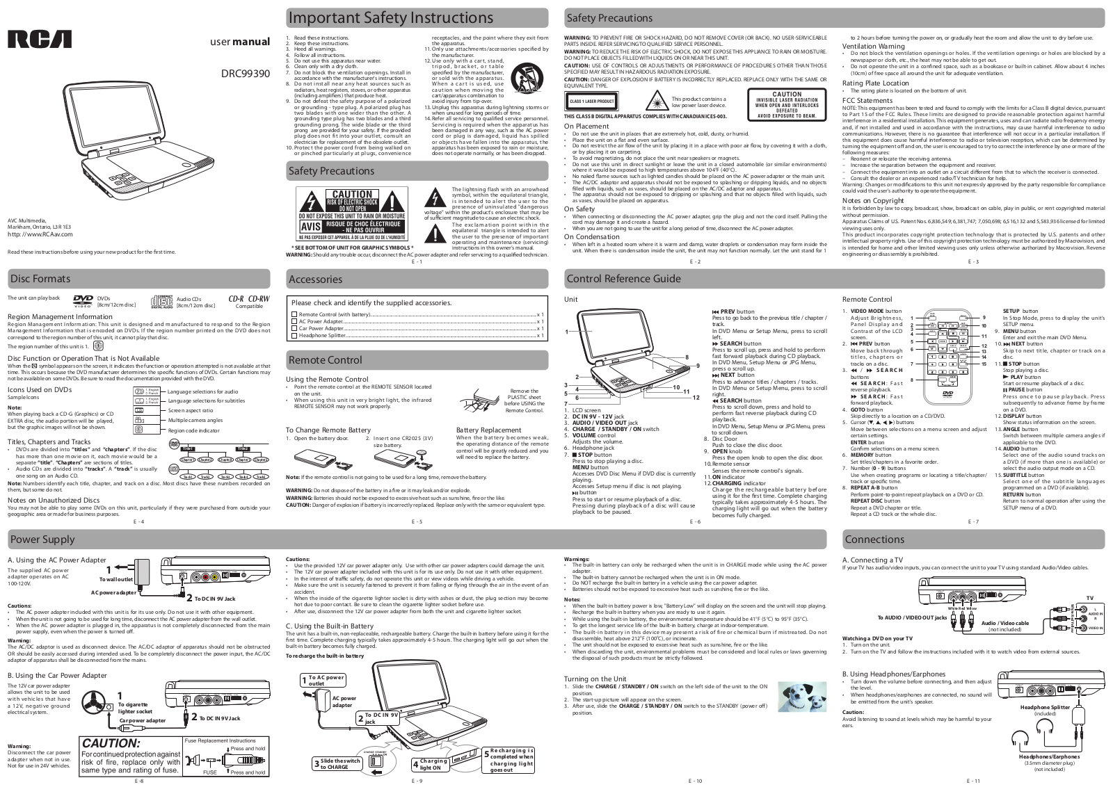 RCA DRC99390 User Manual