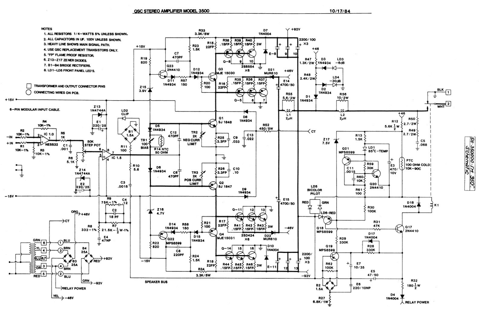 QSC 3500 Schematic