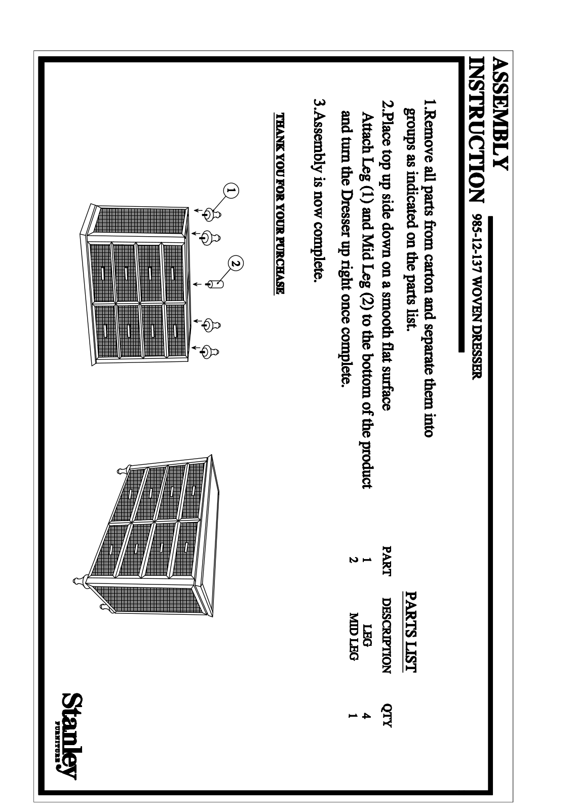 Stanley DRESSER Assembly Instruction