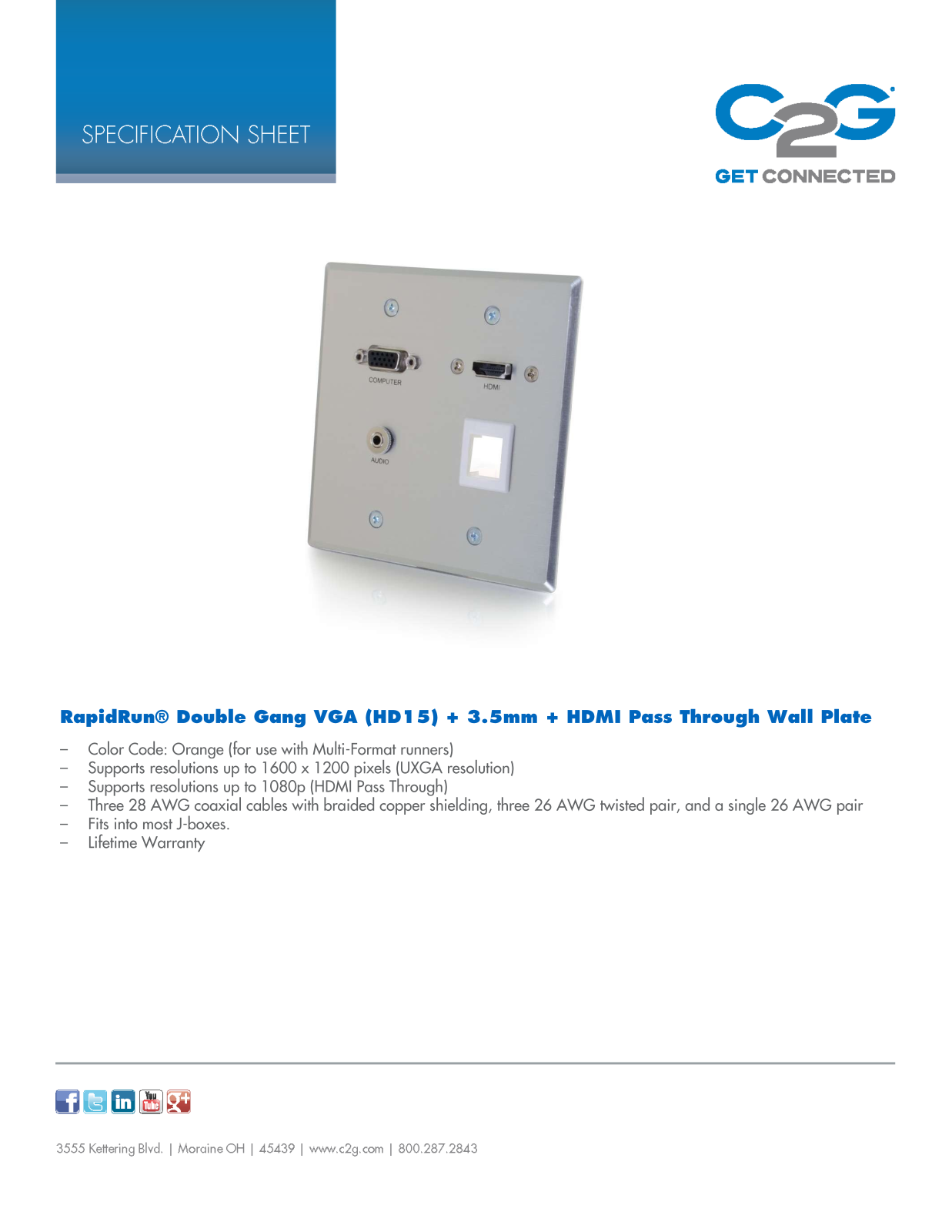 Cables To Go 60117 Specifications