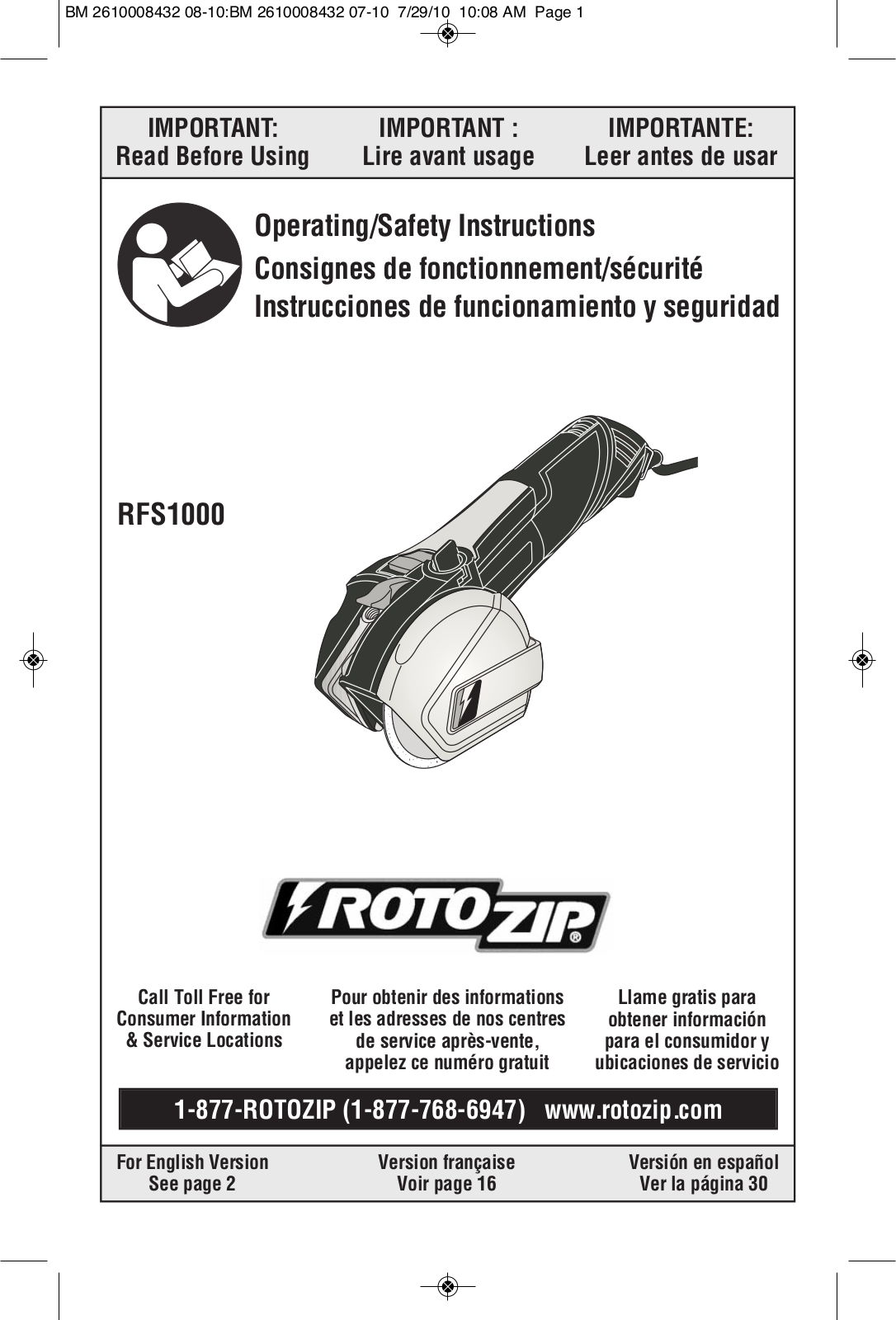 RotoZip RFS1000 User Manual