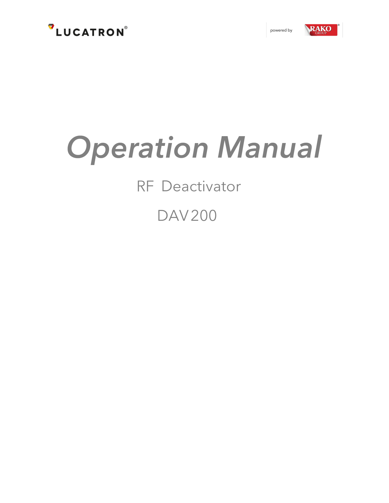 Lucatron DAV200 User Manual - ManualMachine.com