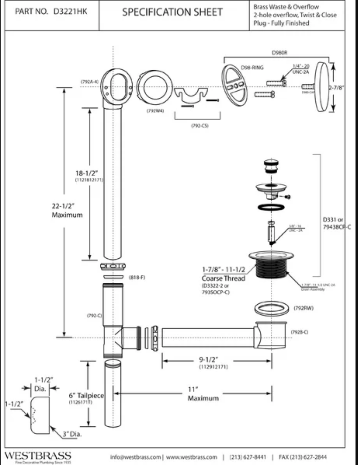 Westbrass WTB10059 Specifications - ManualMachine.com
