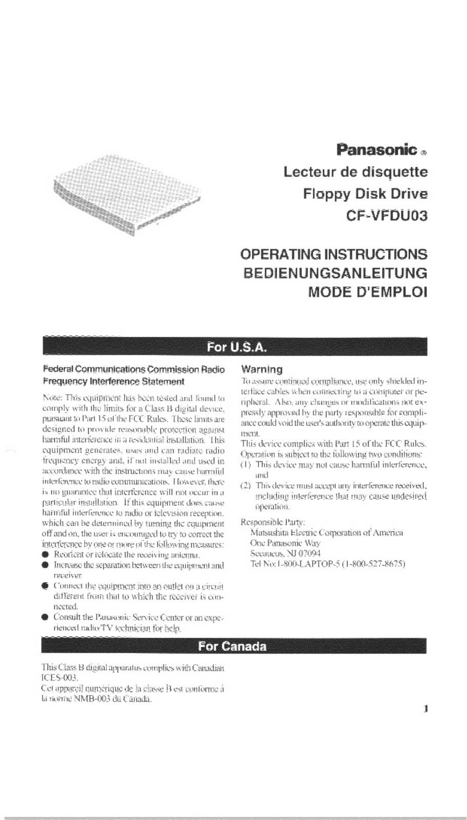 Panasonic CF-VFDU03W User Manual