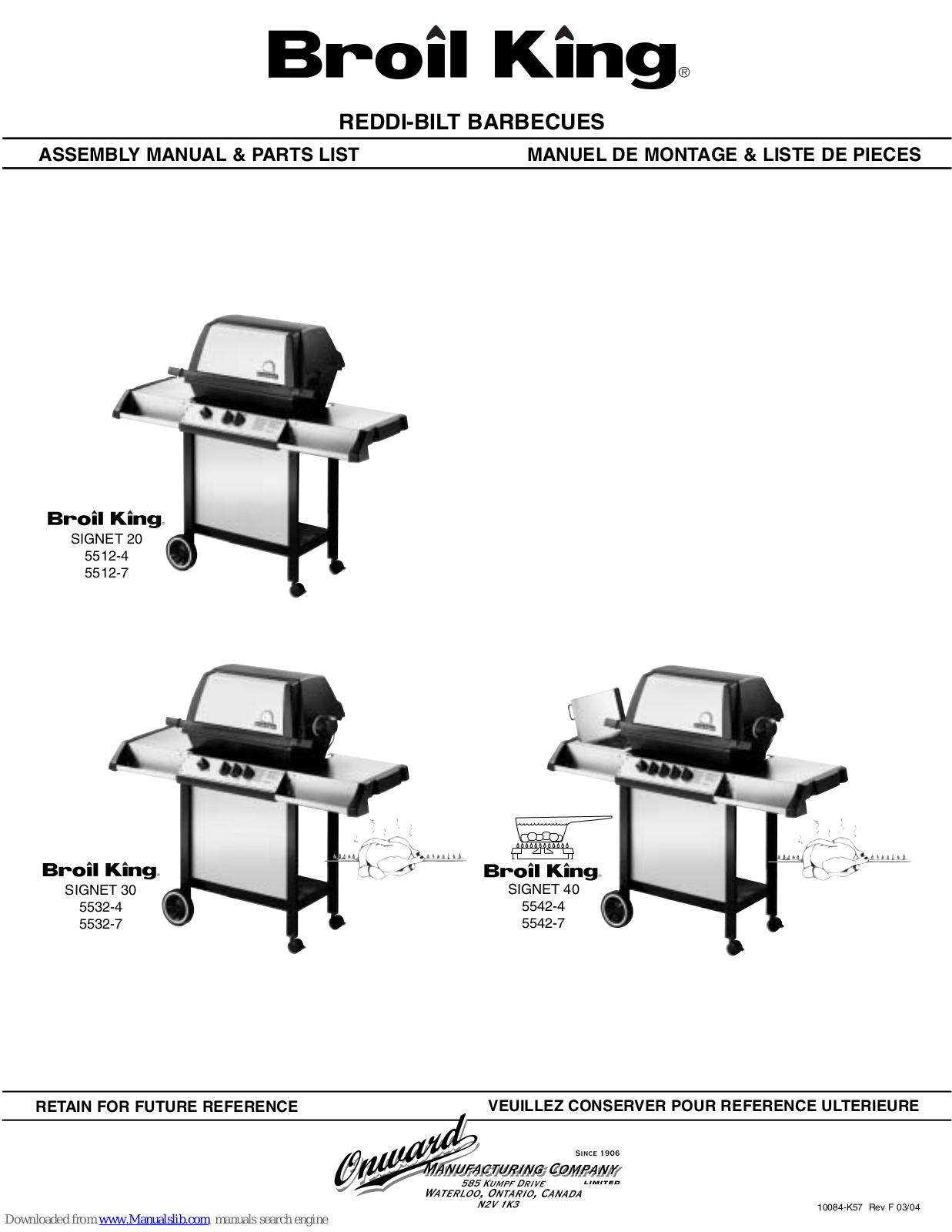 Broil King SIGNET 20, SIGNET 30, 5532-4, 5532-7, SIGNET 40 Assembly Manual