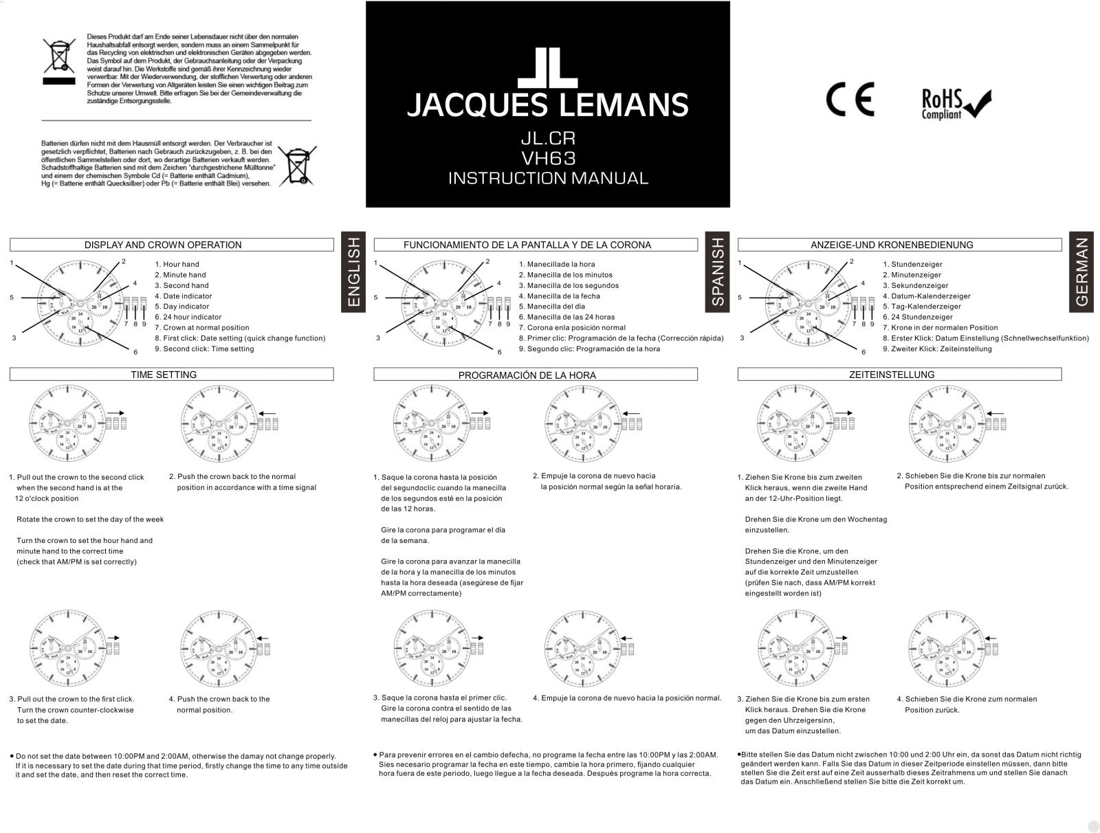 Jacques Lemans London 1-1951B operation manual