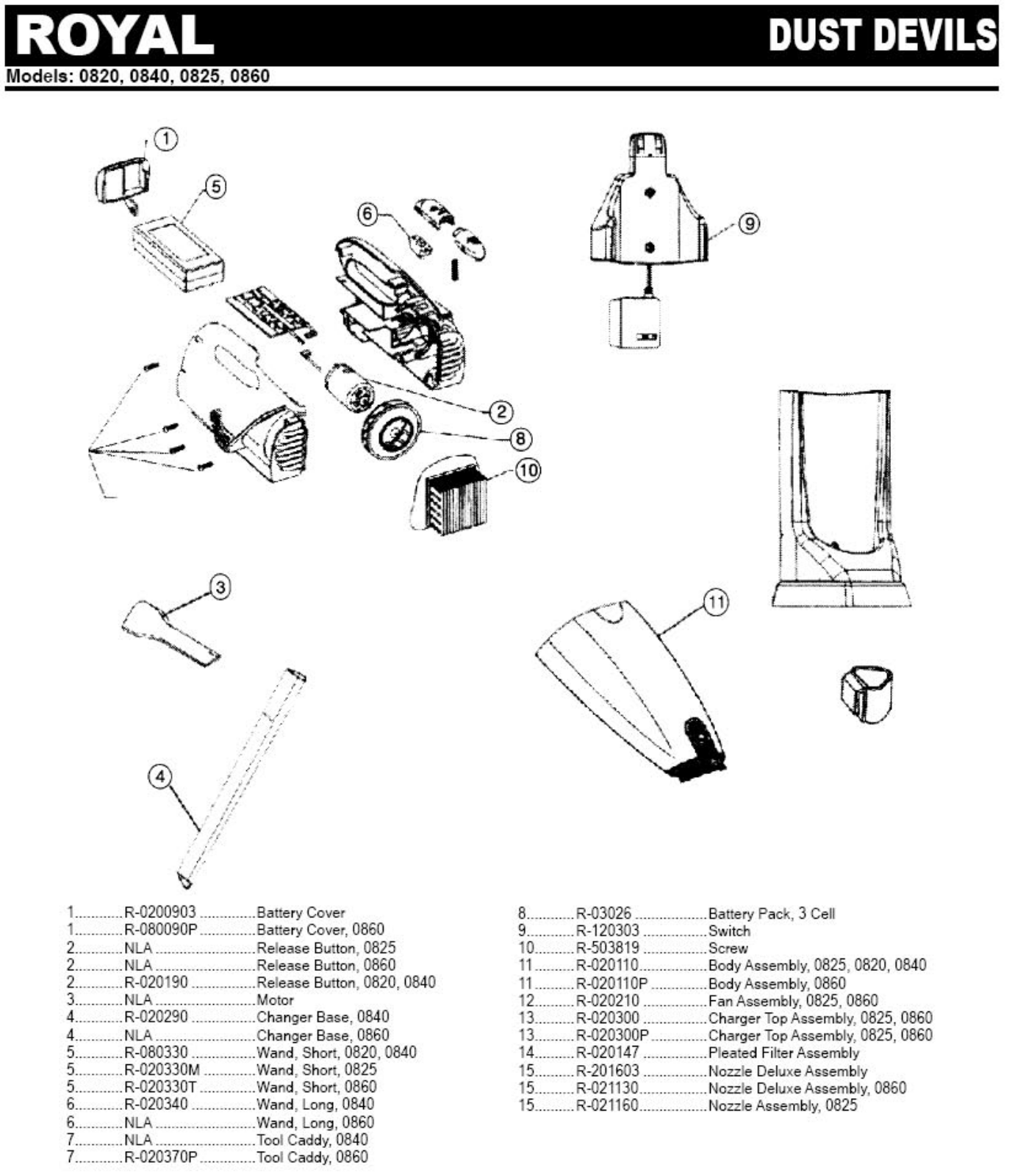 Royal 0840 Parts List