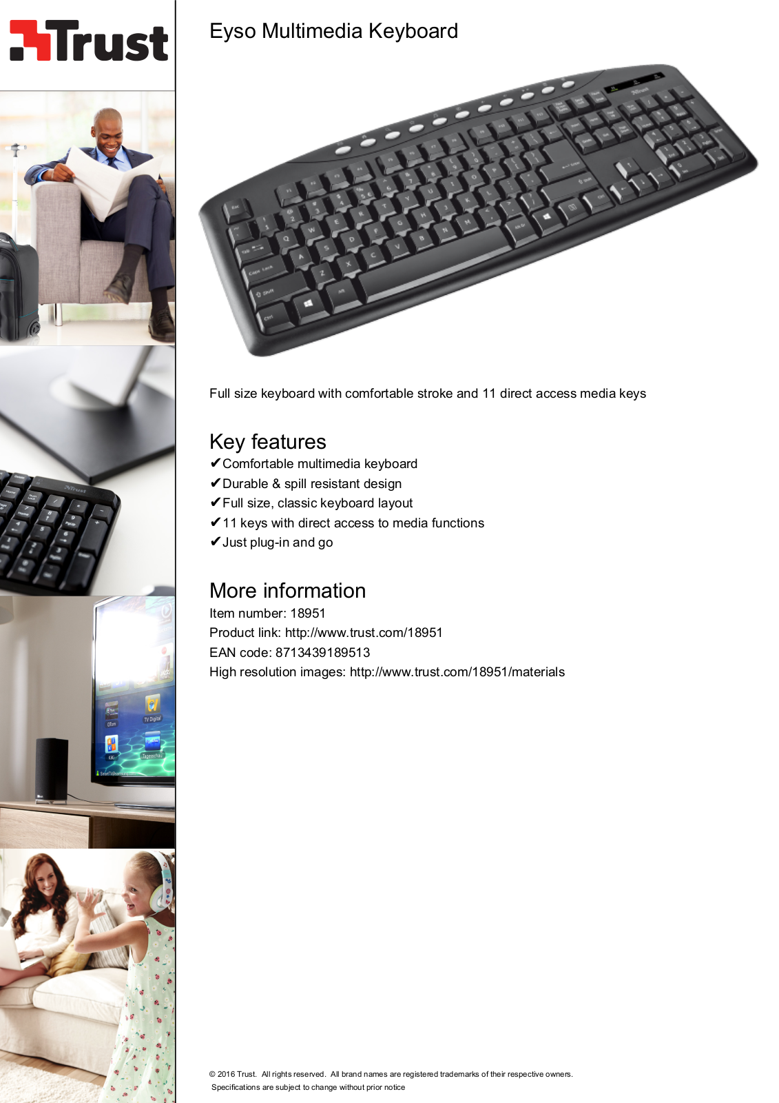 Trust Eyso Multimedia Keyboard DE User Manual