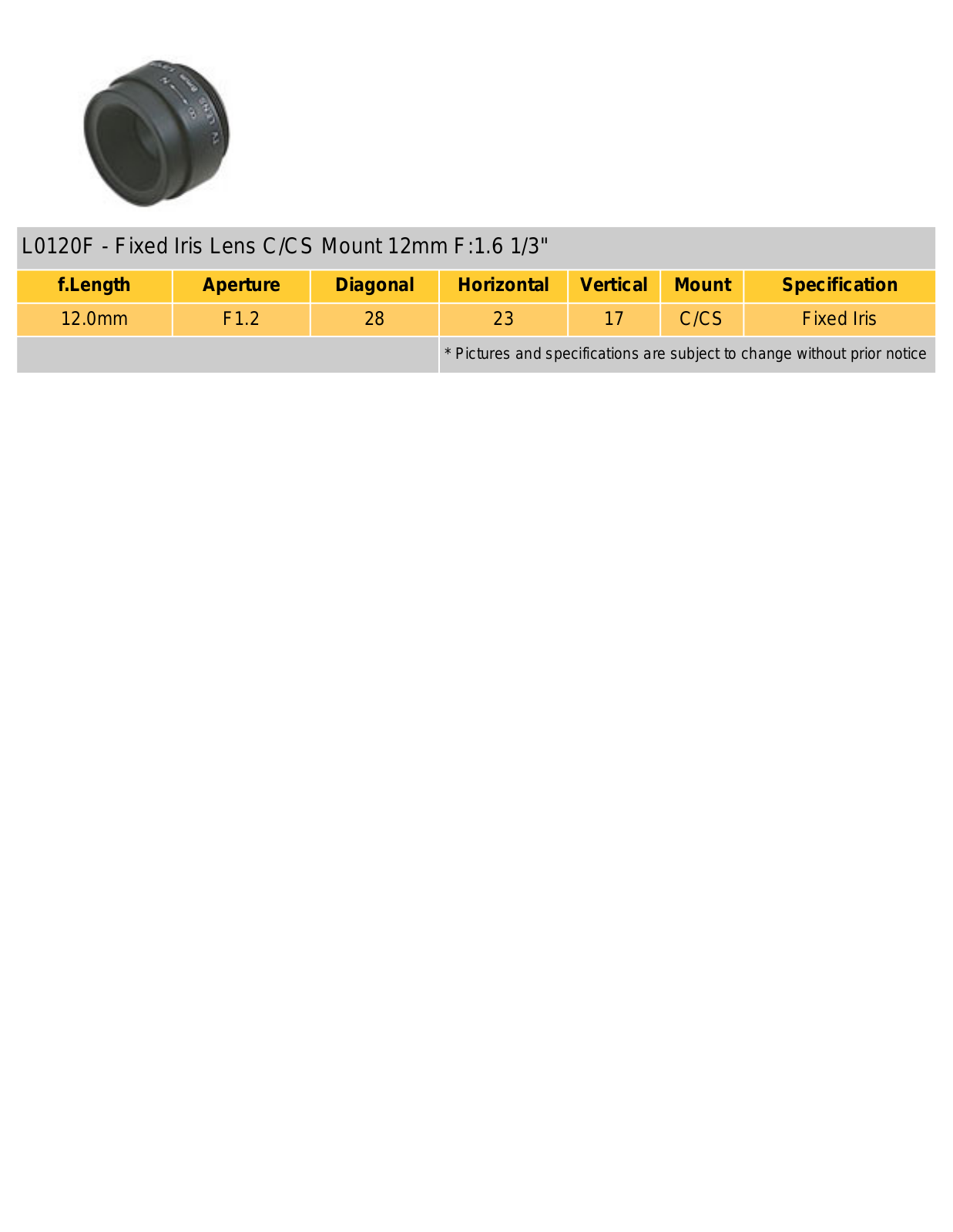 COP-USA L120F Specsheet