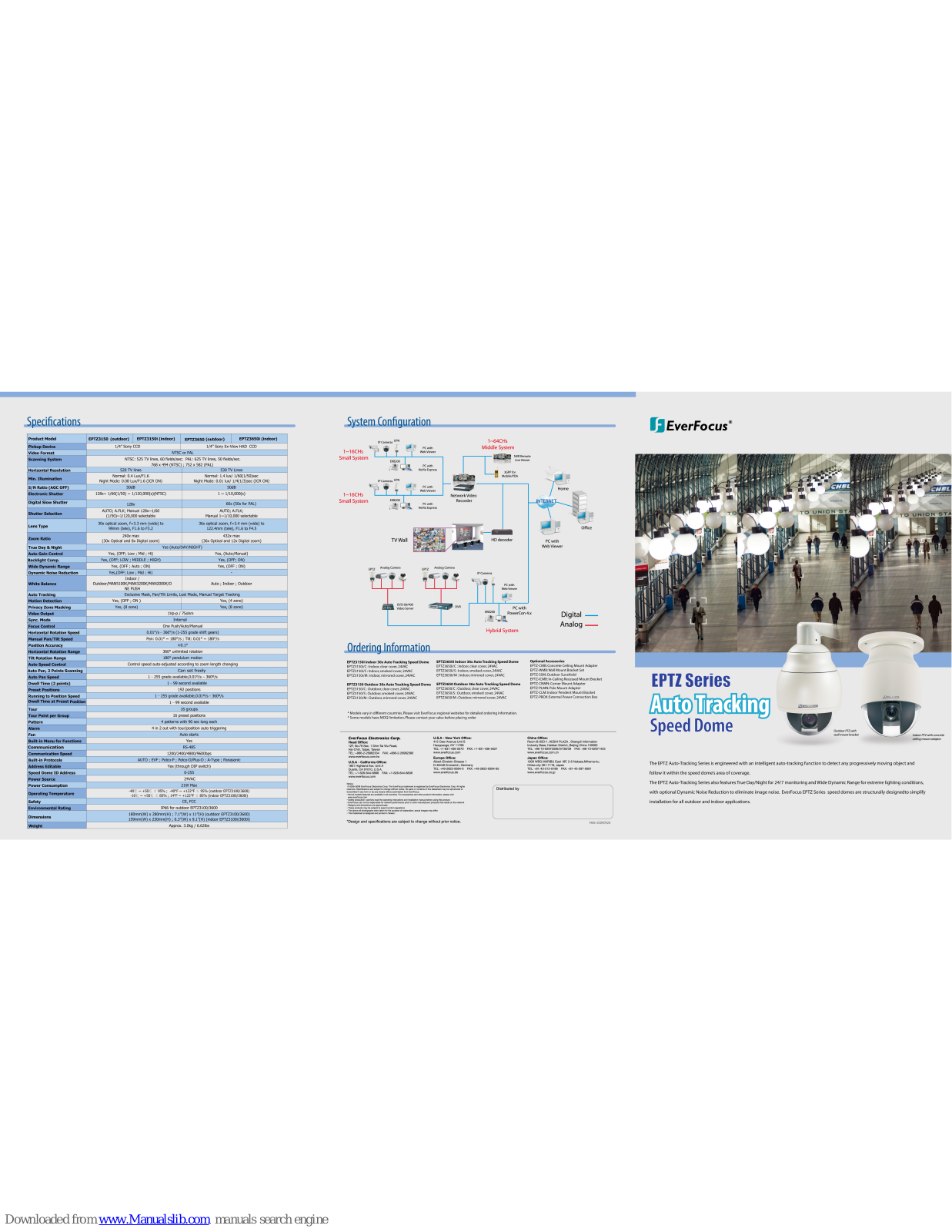 EverFocus EPTZ3150, EPTZ3650, EPTZ3150i, EPTZ3650i Specifications