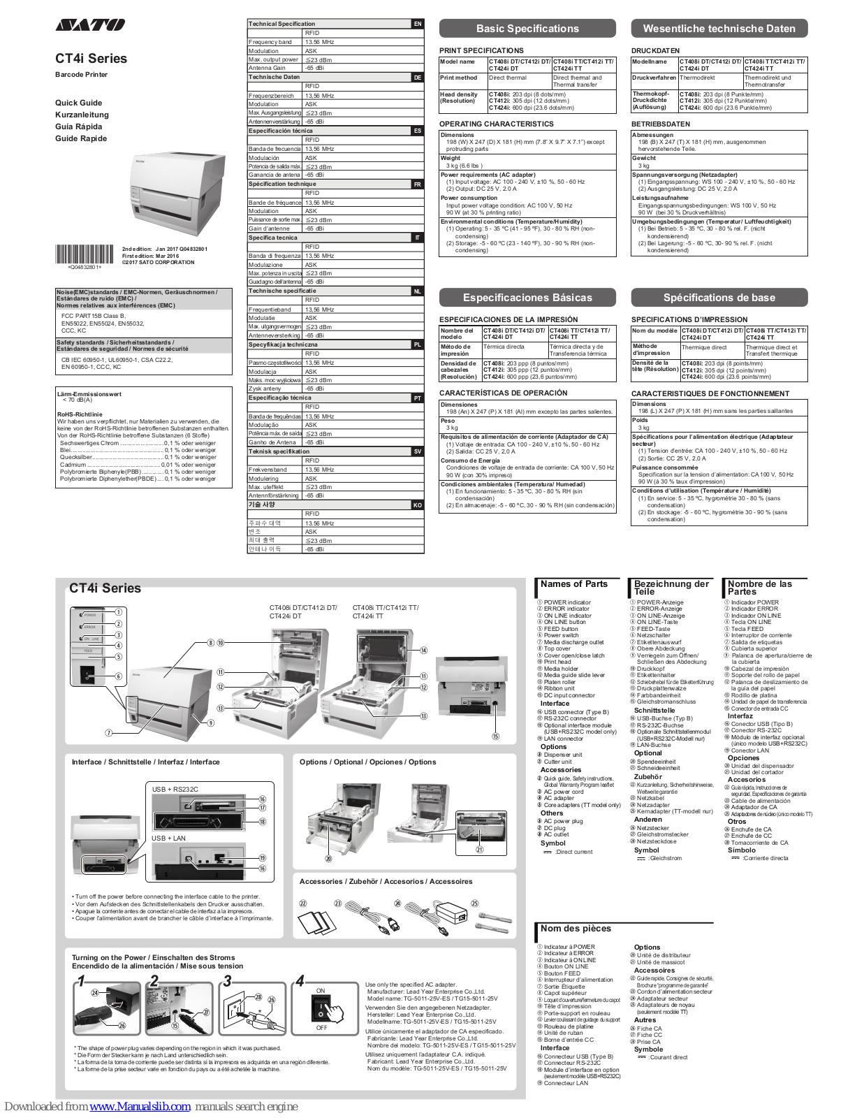 SATO CT408i DT, CT412i DT, CT424i DT, CT412i TT, CT424i TT Quick Manual - ManualMachine.com