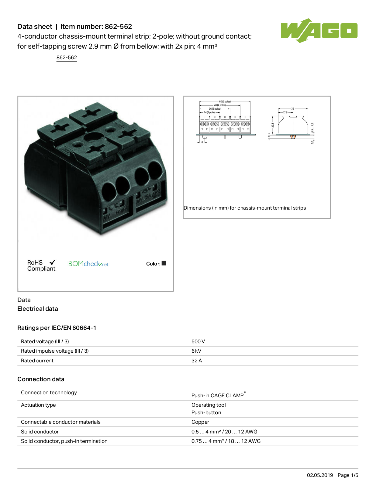 Wago 862-562 Data Sheet