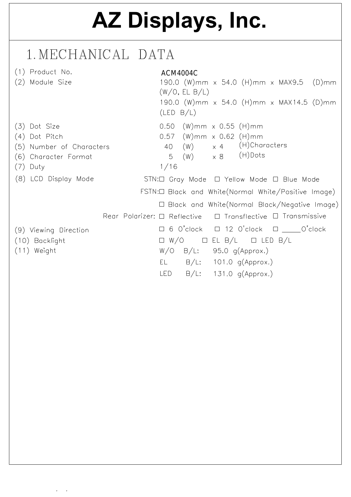 AZDIS ACM4004C-RLYTW-T, ACM4004C-RLYTS-T, ACM4004C-RLYTD-T, ACM4004C-RLYBS-T, ACM4004C-RLYBH-T Datasheet