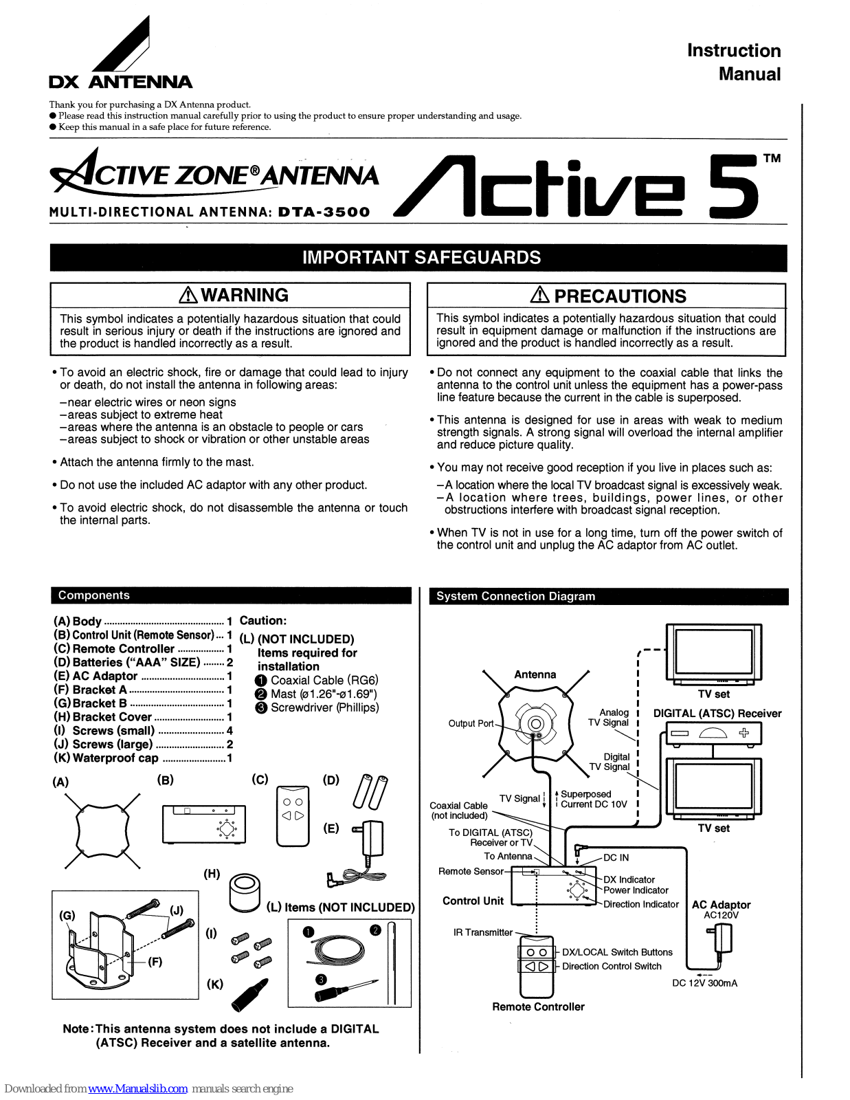 DX Antenna DTA3500 Instruction Manual