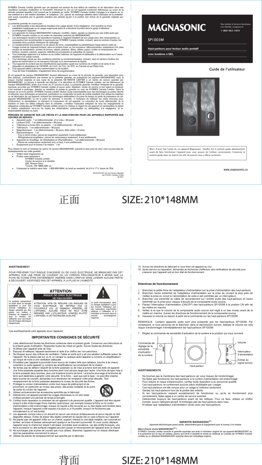 Magnasonic SP1003M User Manual