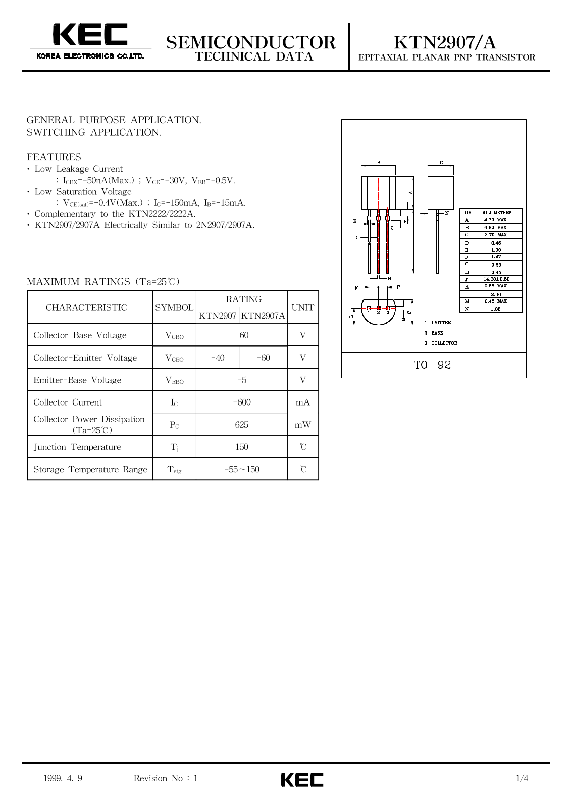 KEC KTN2907A, KTN2907 Datasheet