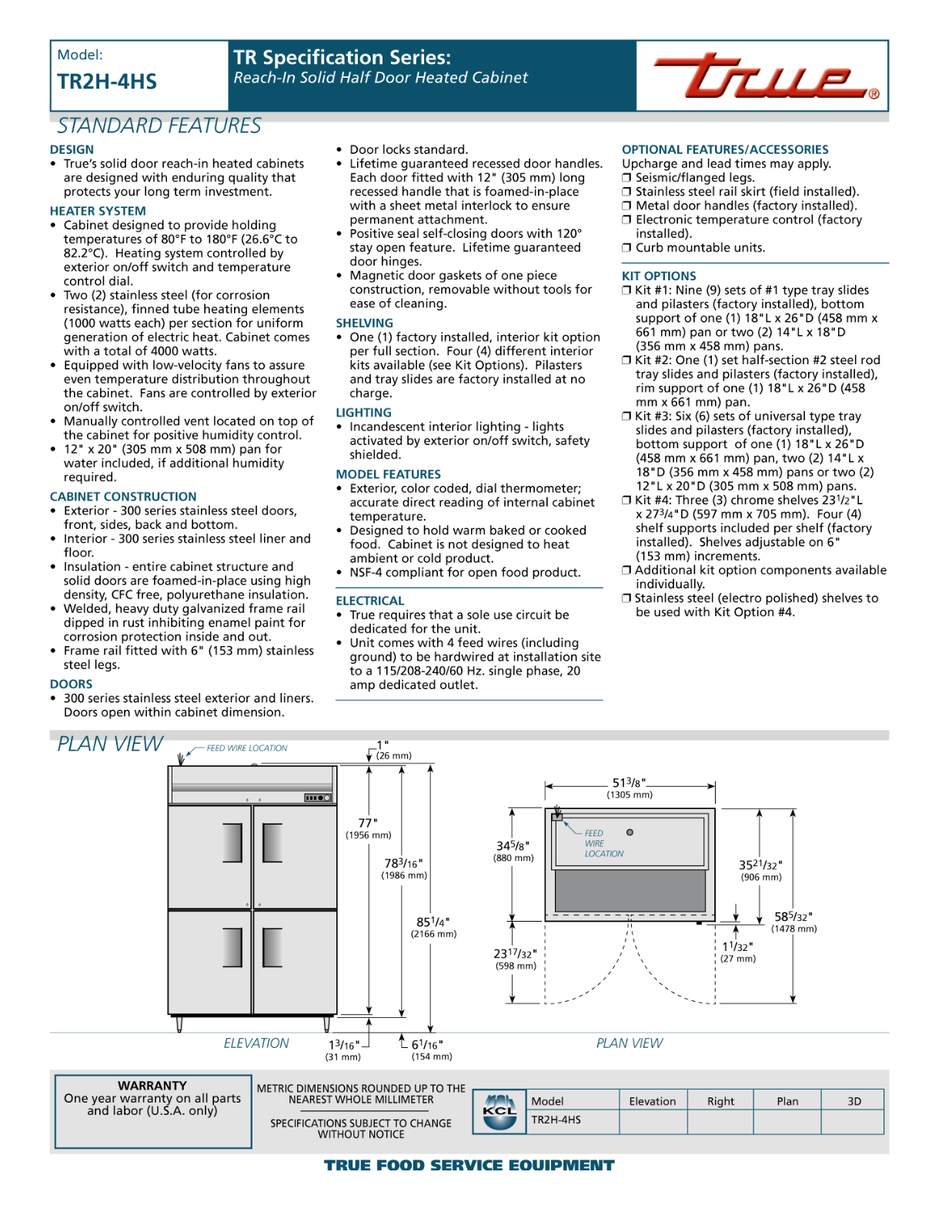 True Manufacturing TR2H-4HS General Manual - ManualMachine.com