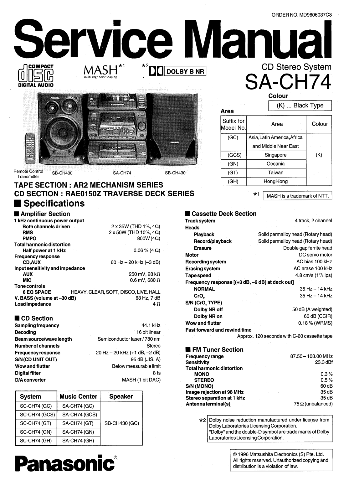 Panasonic SACH-74 Service manual