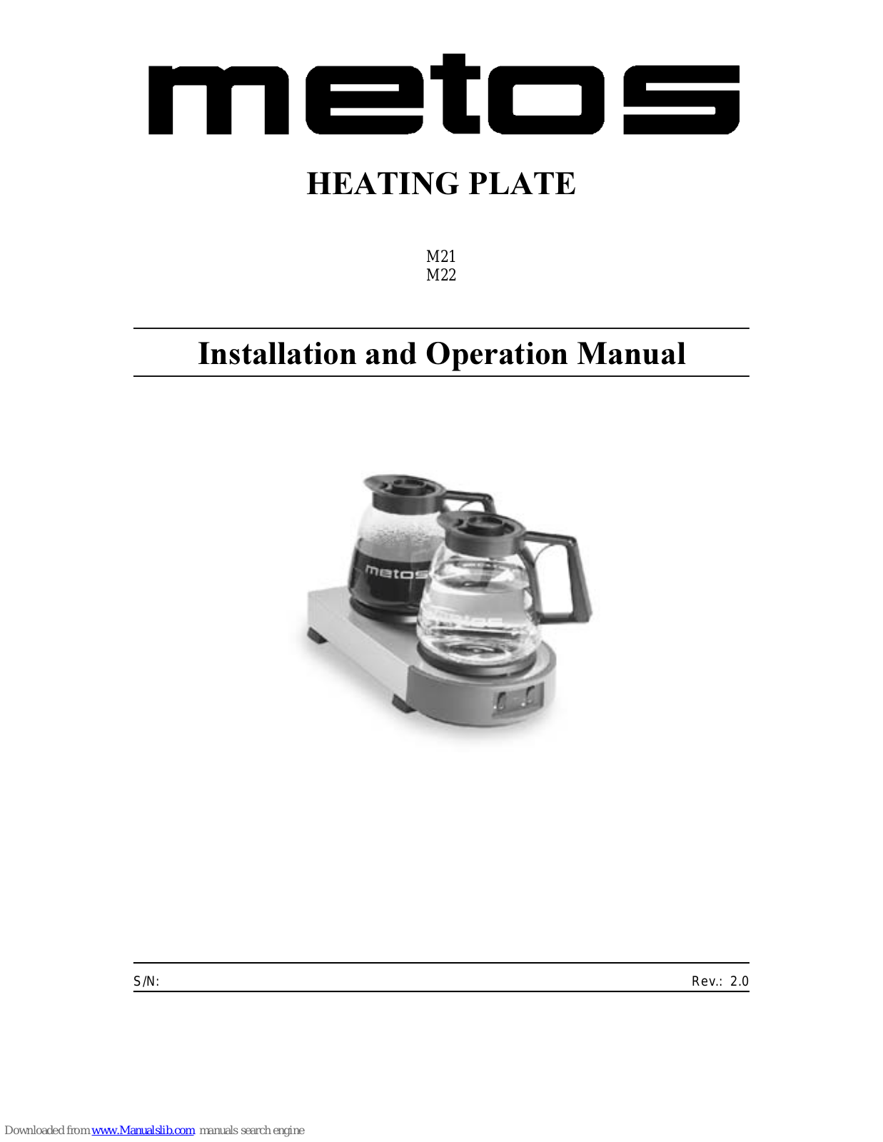 Metos M21, M22 Installation Manual - ManualMachine.com