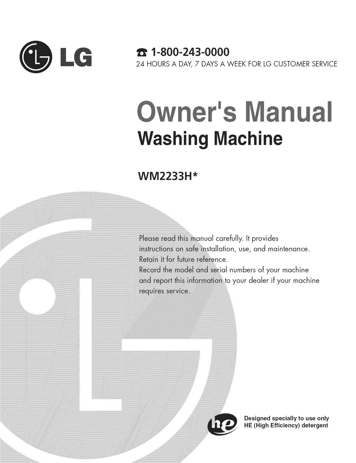 LG WM2233HW/01, WM2233HW/00, WM2233HD Owner’s Manual