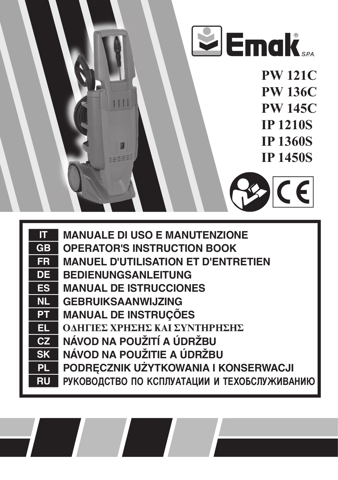 Emak pW 121c, pW 136c, pW 145c, Ip 1210S, Ip 1360S Operating Instructions