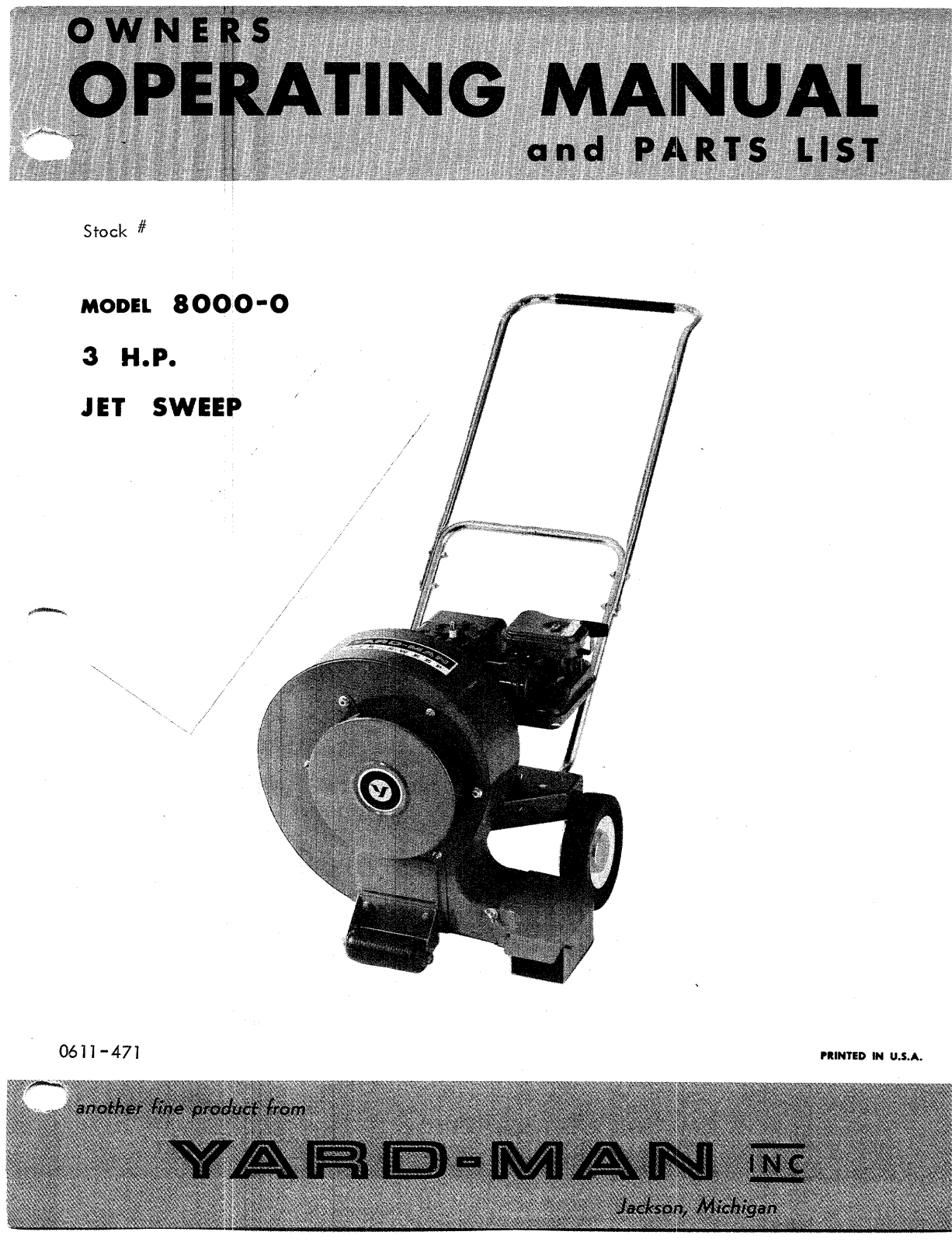 Mtd 8000-0 owners Manual