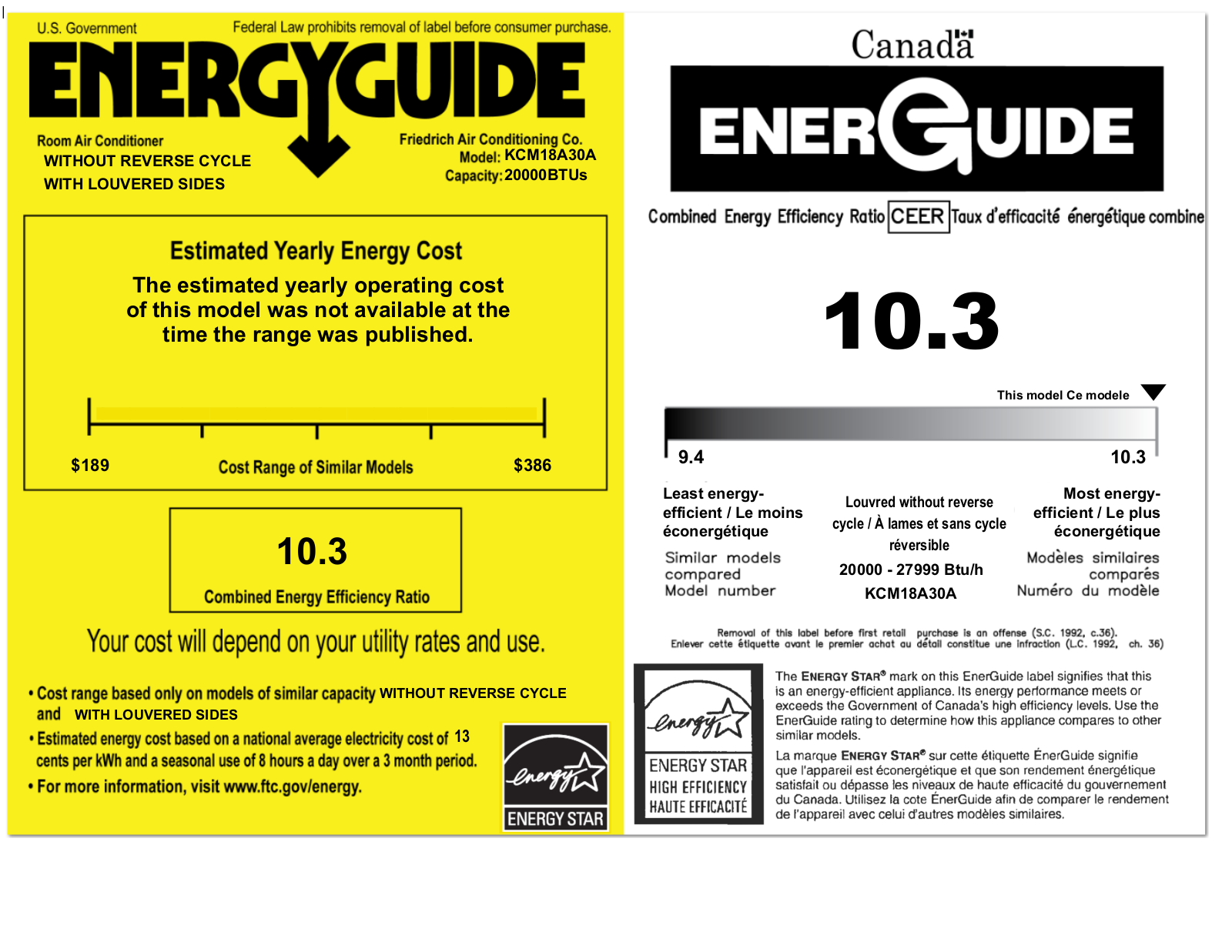 Friedrich KCM18A30A Energy manual