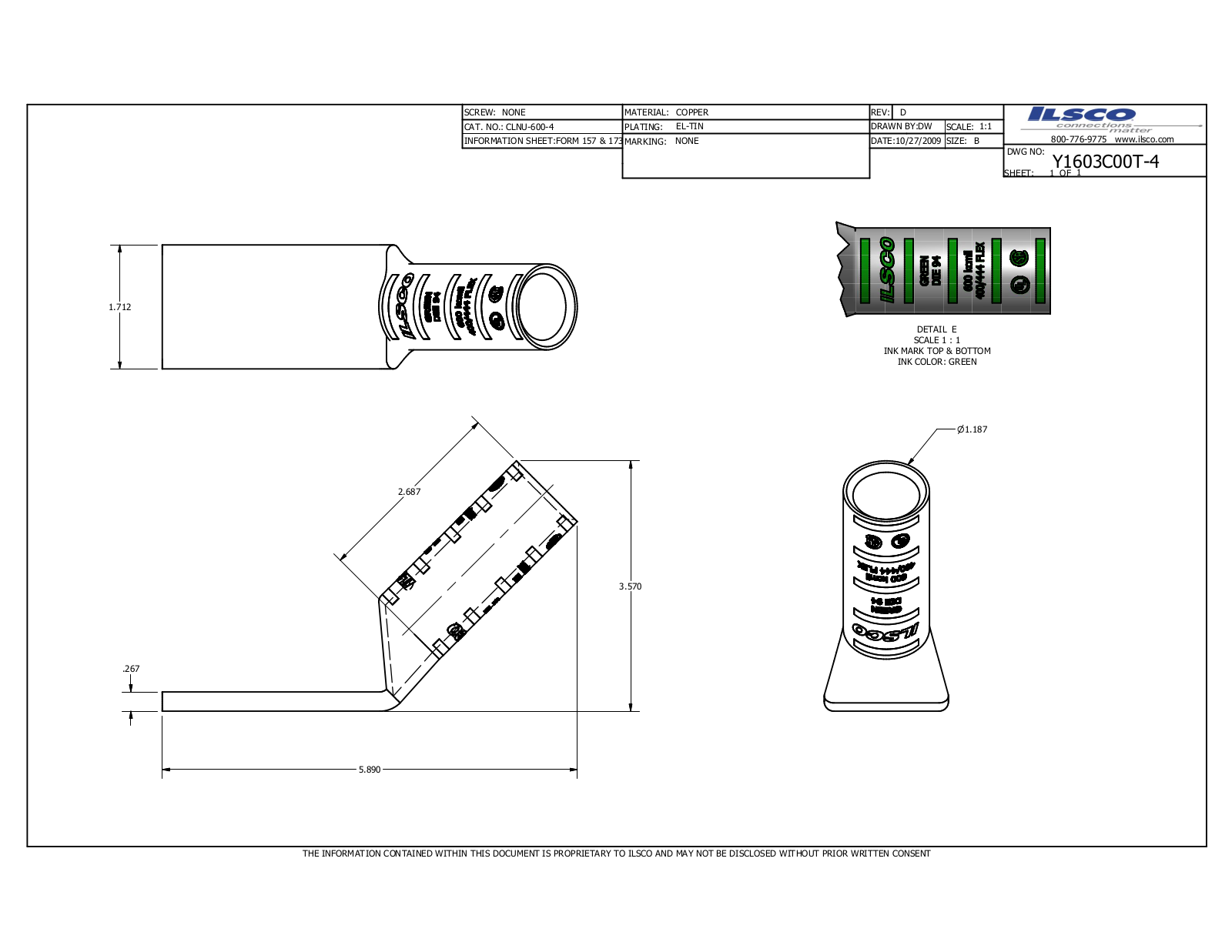 Ilsco CLNU-600-4 Data sheet