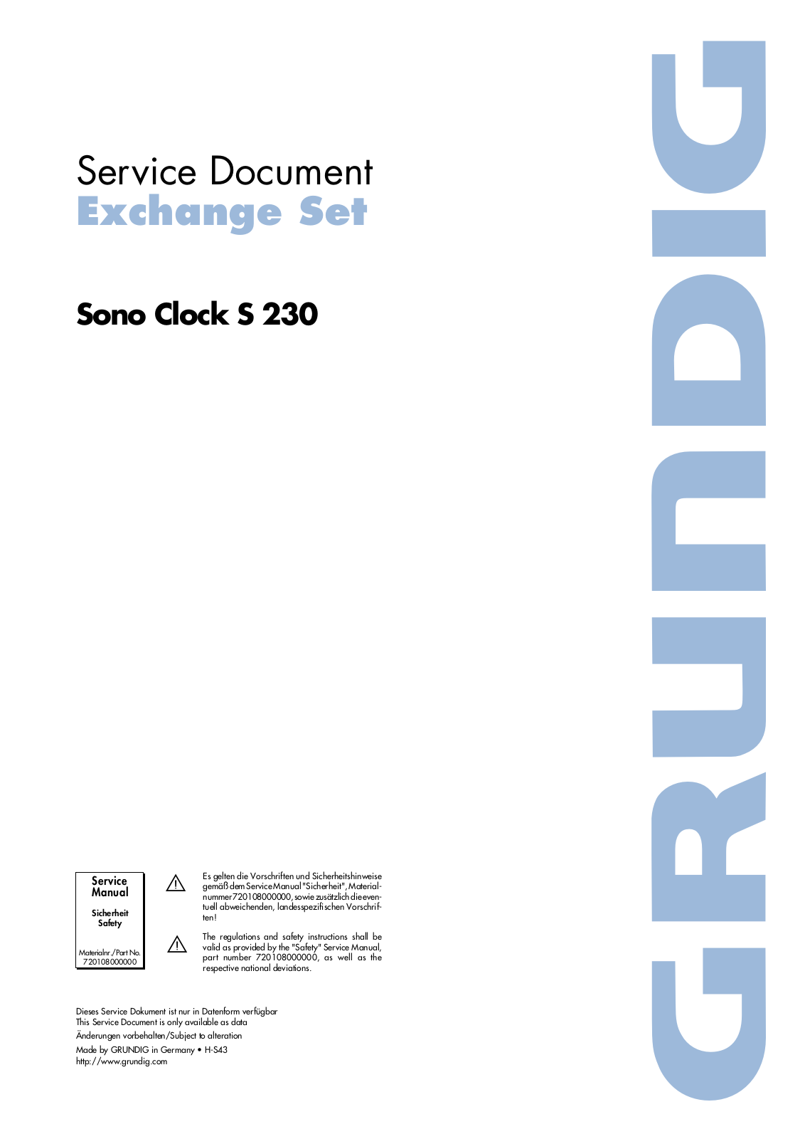 Grundig Sonoclock-S-230 Service Manual