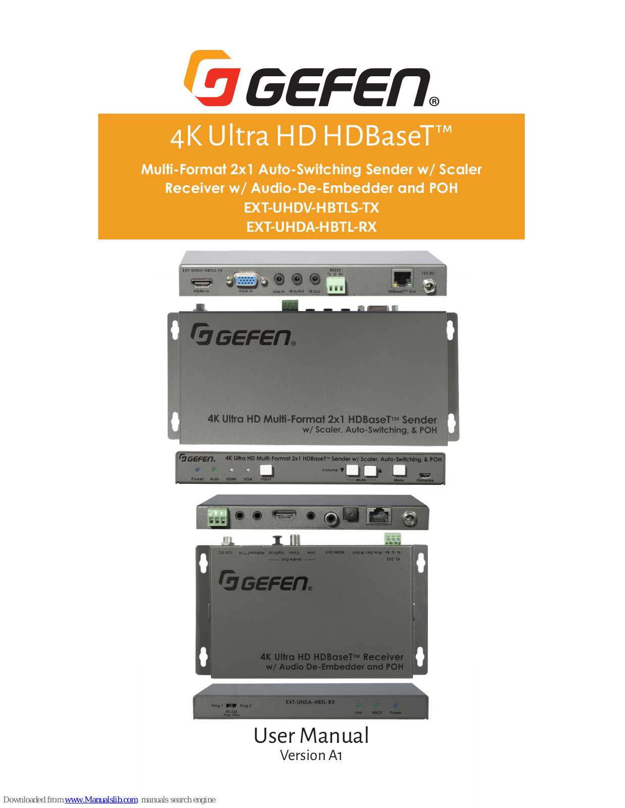 Gefen EXT-UHDV-HBTLS-TX, EXT-UHDA-HBTL-RX User Manual