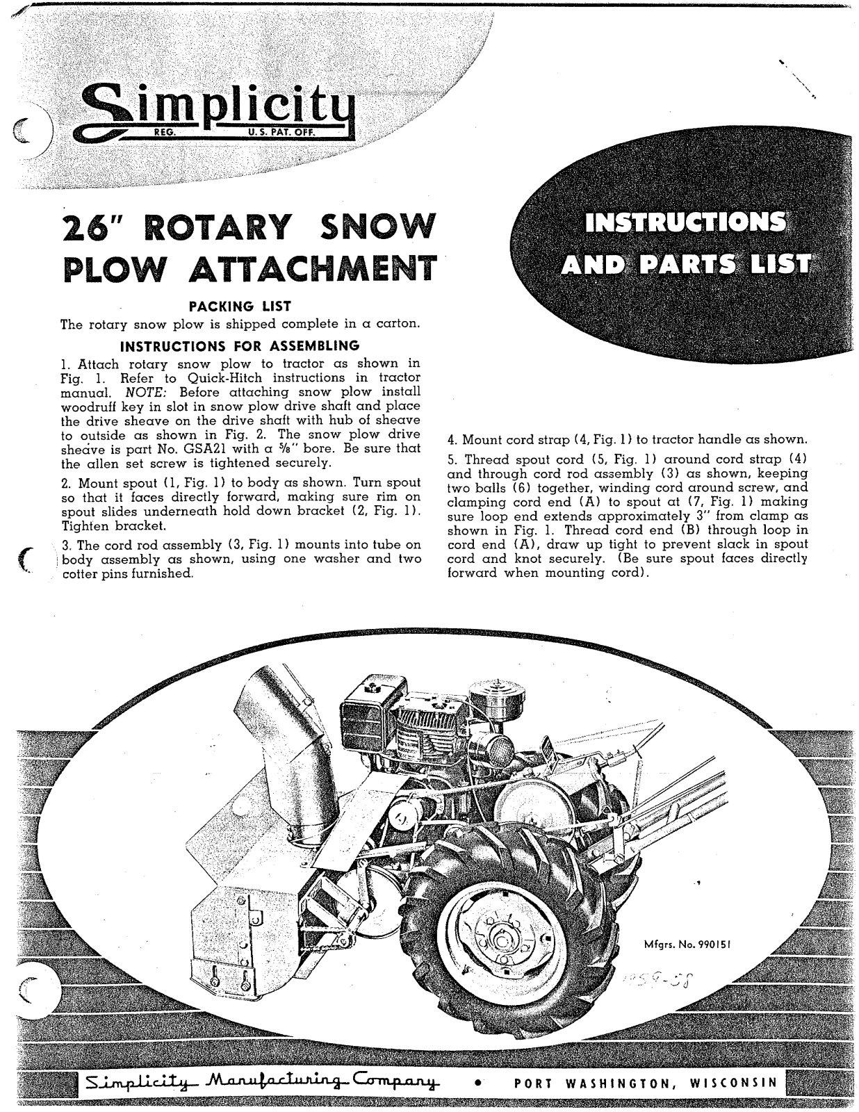 Simplicity 990151 User Manual