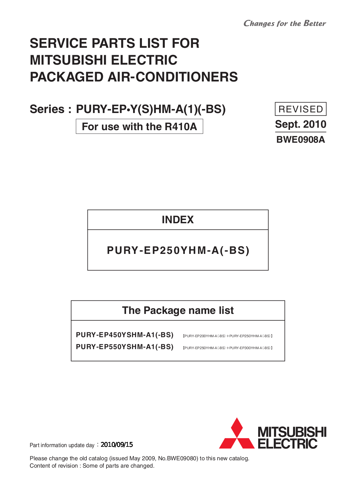 Mitsubishi PURY-EP250YHM-A( -BS) Parts Catalog